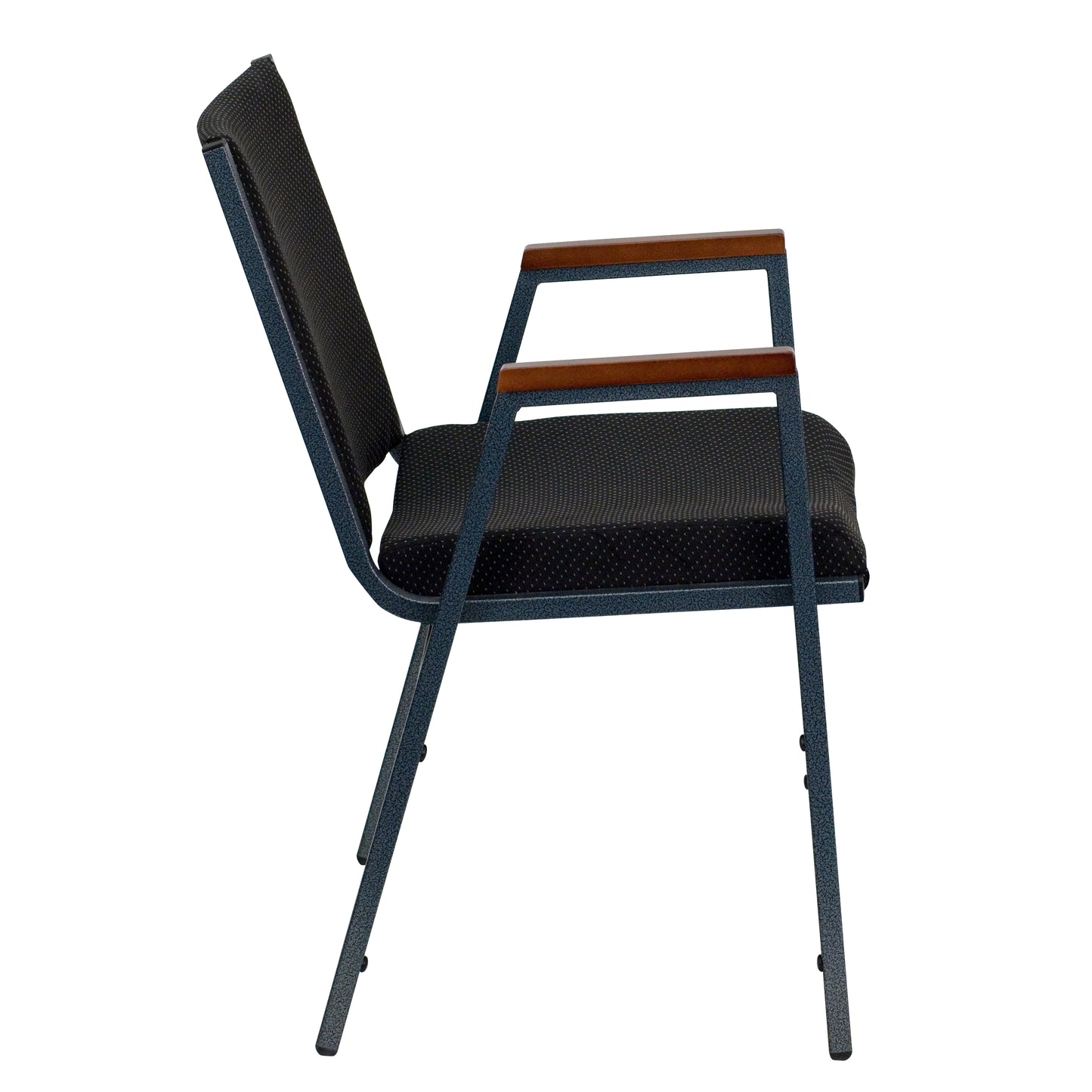 HERCULES Series Heavy Duty Black Dot Fabric Stack Chair with Arms Black Patterned Fabric