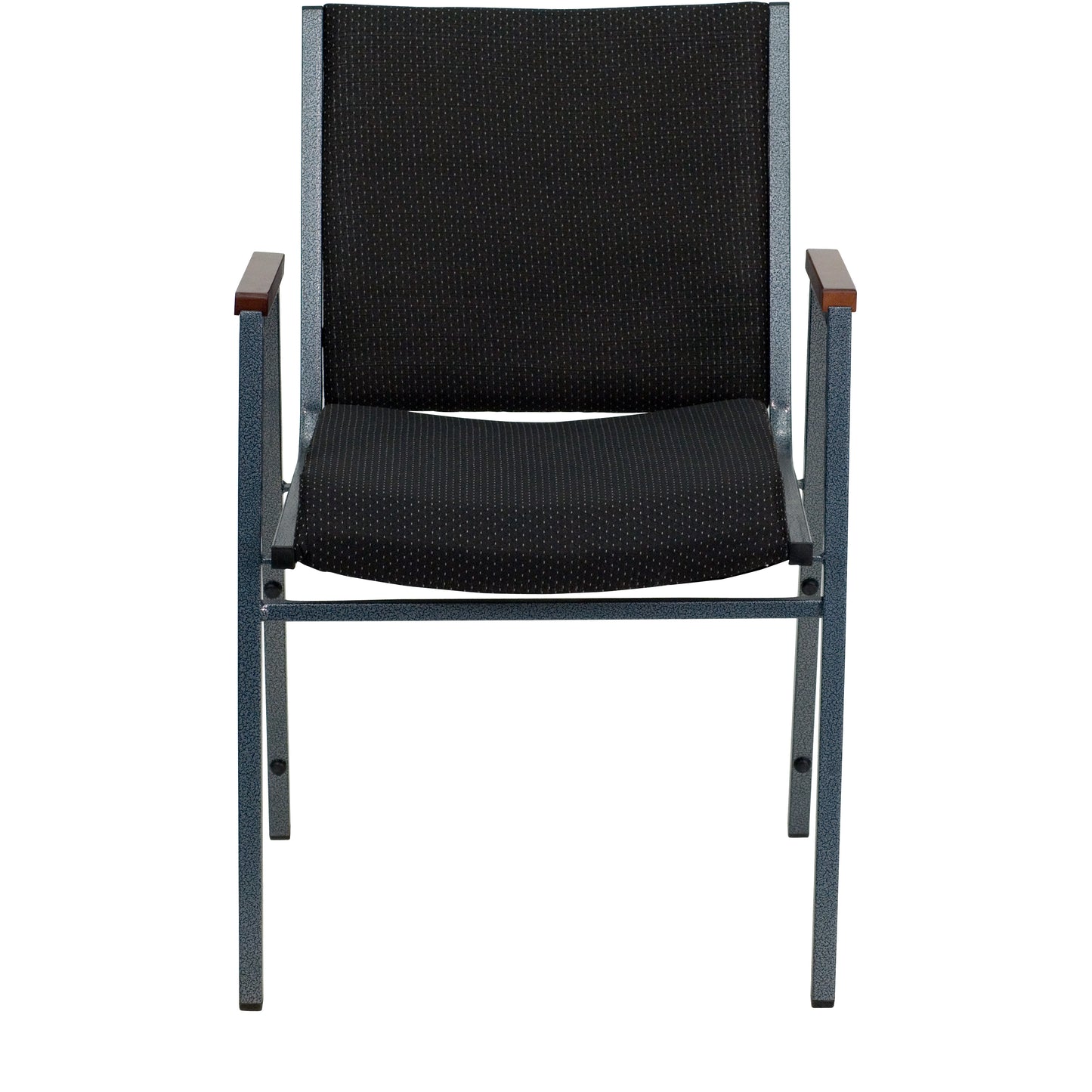 HERCULES Series Heavy Duty Black Dot Fabric Stack Chair with Arms Black Patterned Fabric