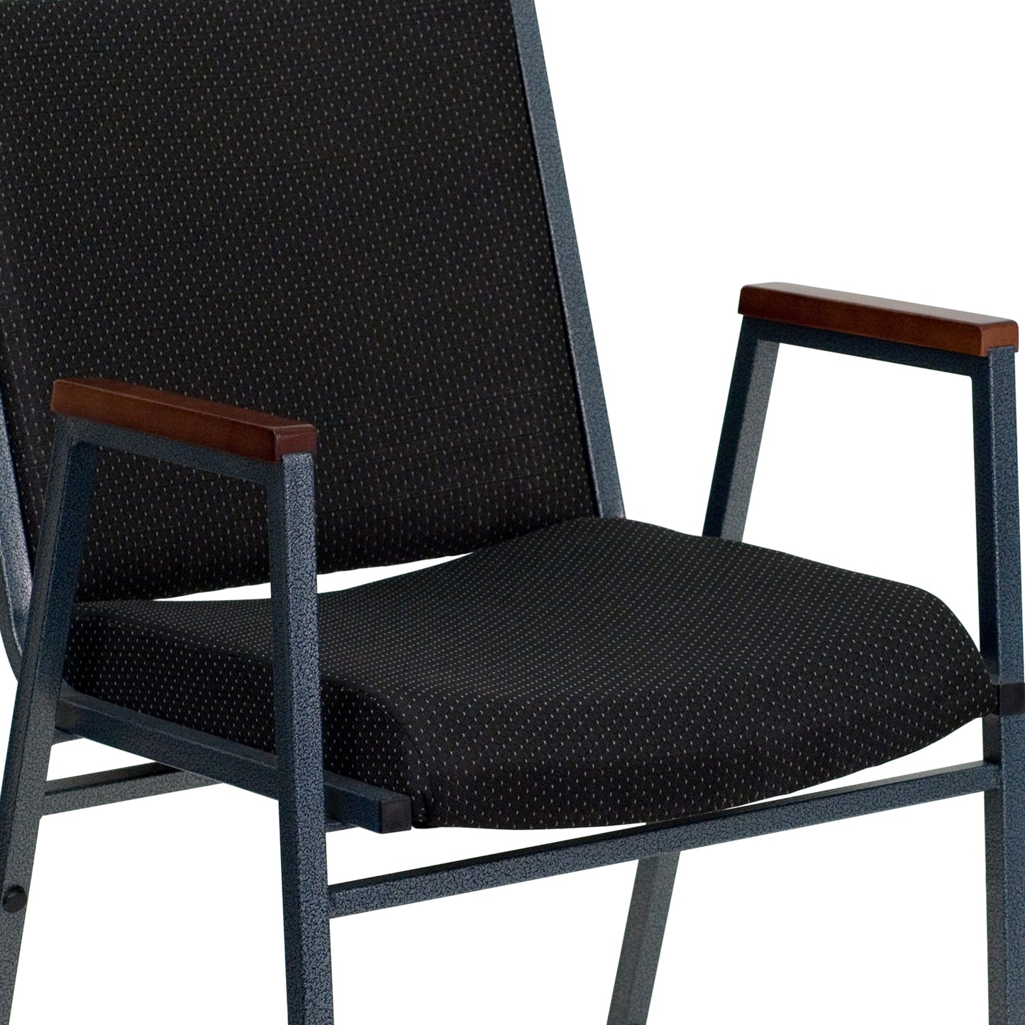 HERCULES Series Heavy Duty Black Dot Fabric Stack Chair with Arms Black Patterned Fabric