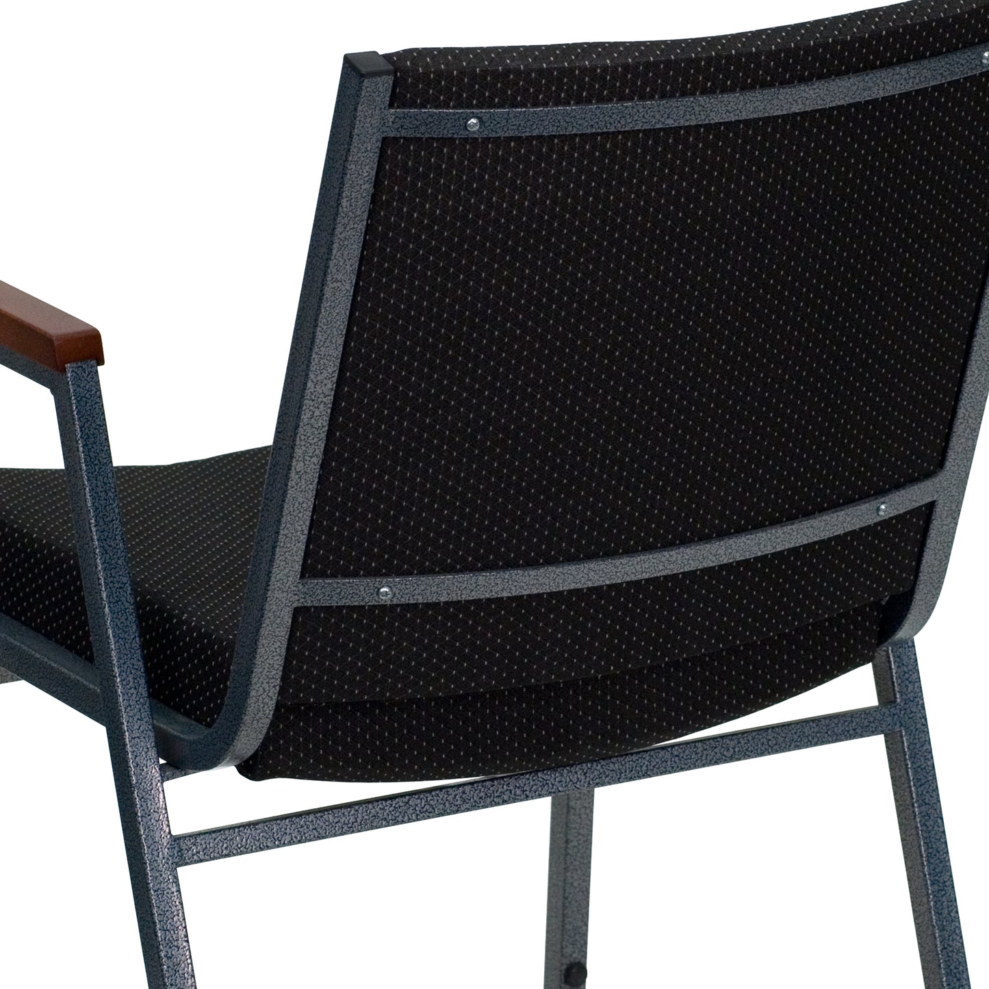 HERCULES Series Heavy Duty Black Dot Fabric Stack Chair with Arms Black Patterned Fabric