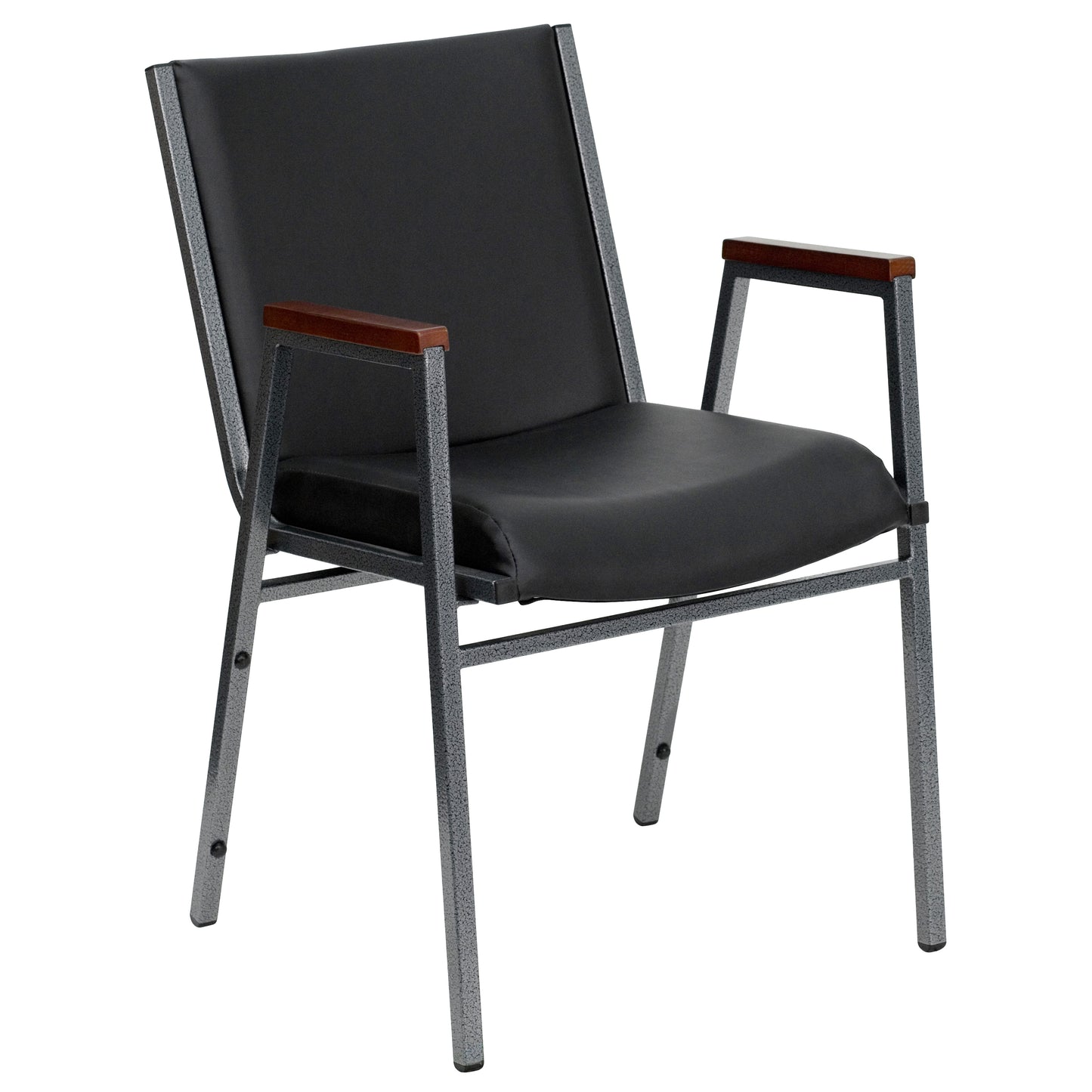 HERCULES Series Heavy Duty Black Vinyl Stack Chair with Arms Black Vinyl