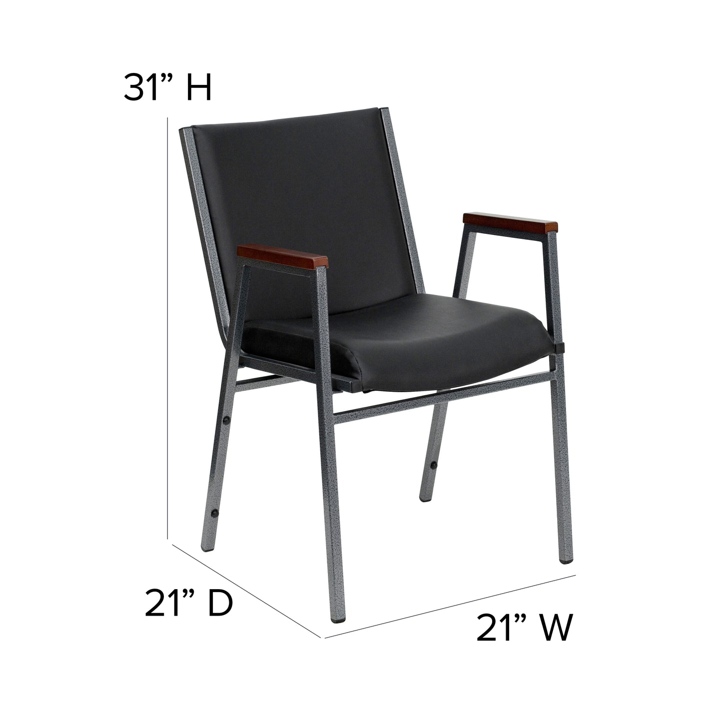 HERCULES Series Heavy Duty Black Vinyl Stack Chair with Arms Black Vinyl