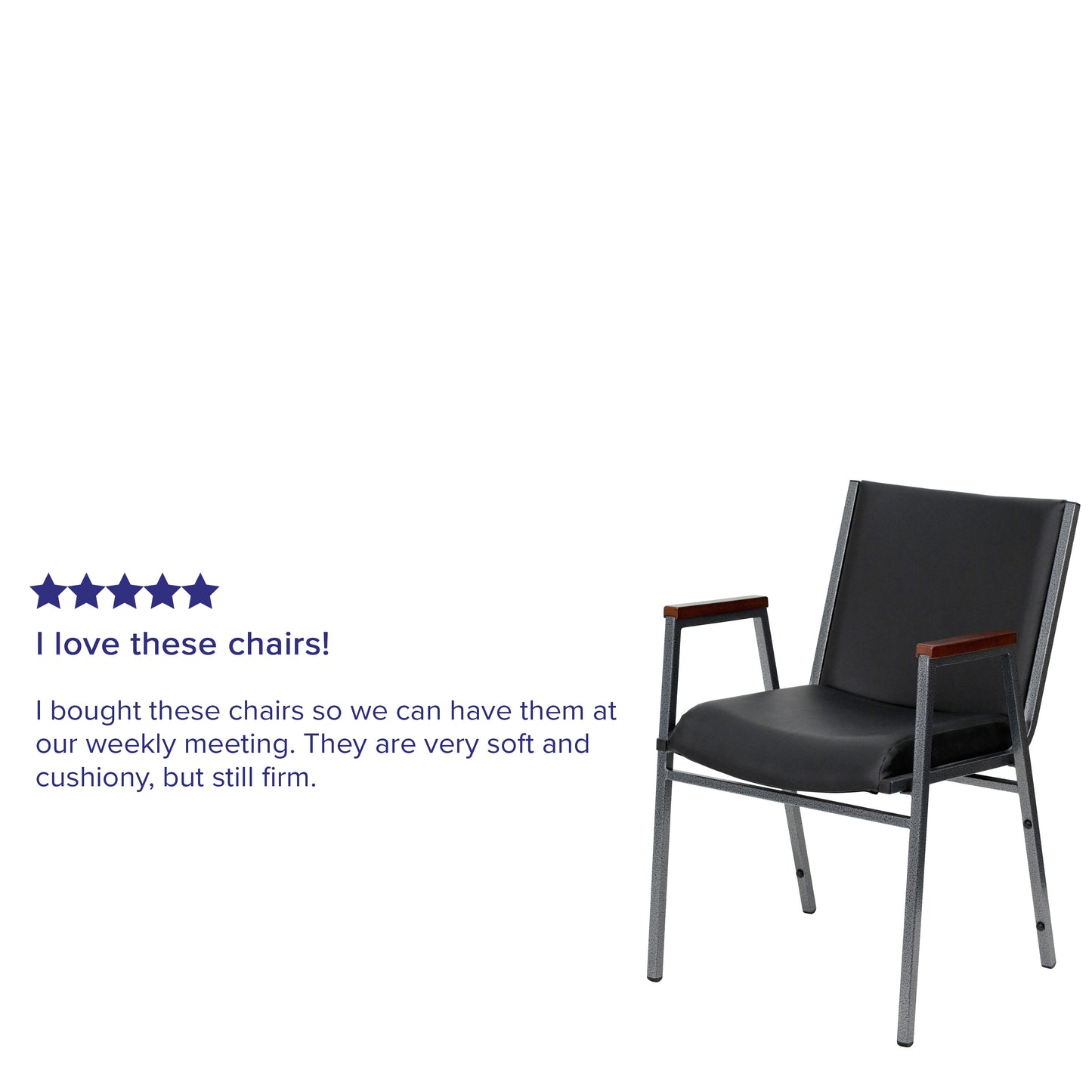 HERCULES Series Heavy Duty Black Vinyl Stack Chair with Arms Black Vinyl