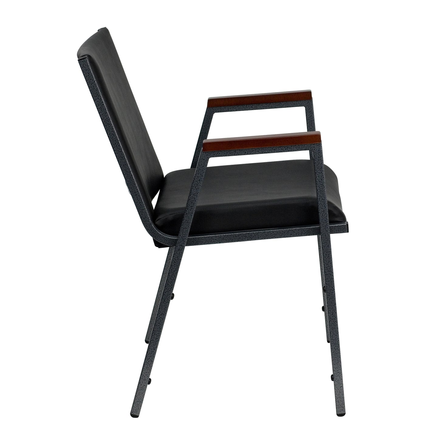 HERCULES Series Heavy Duty Black Vinyl Stack Chair with Arms Black Vinyl