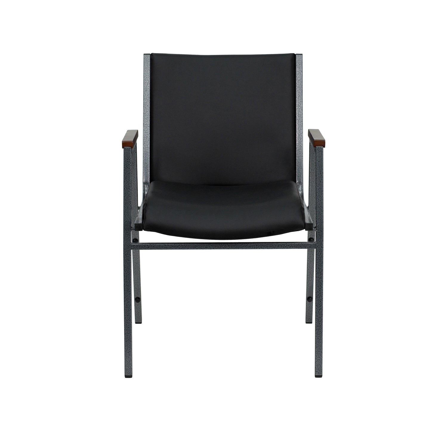 HERCULES Series Heavy Duty Black Vinyl Stack Chair with Arms Black Vinyl