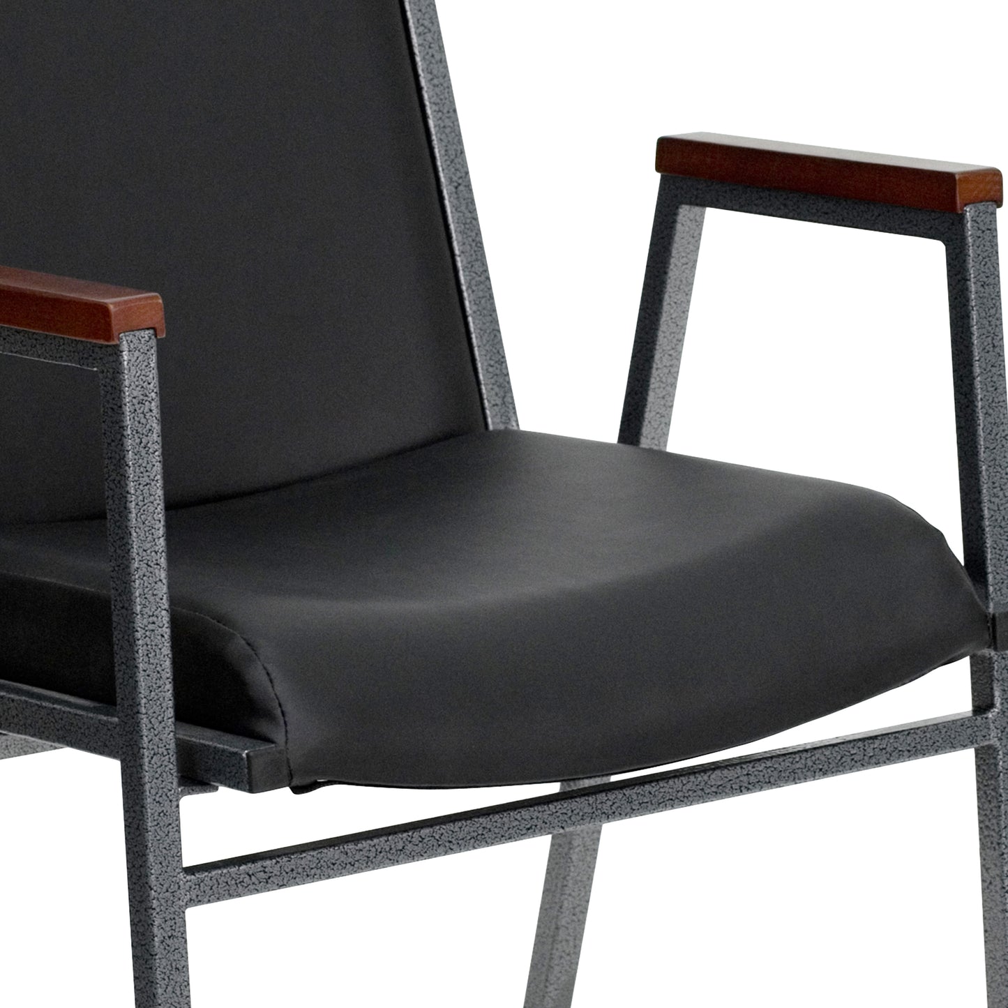 HERCULES Series Heavy Duty Black Vinyl Stack Chair with Arms Black Vinyl