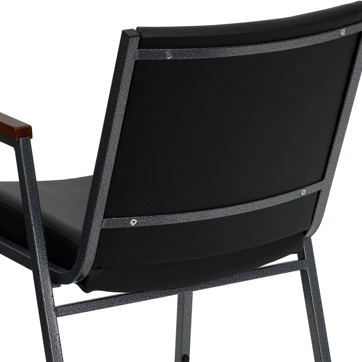 HERCULES Series Heavy Duty Black Vinyl Stack Chair with Arms Black Vinyl