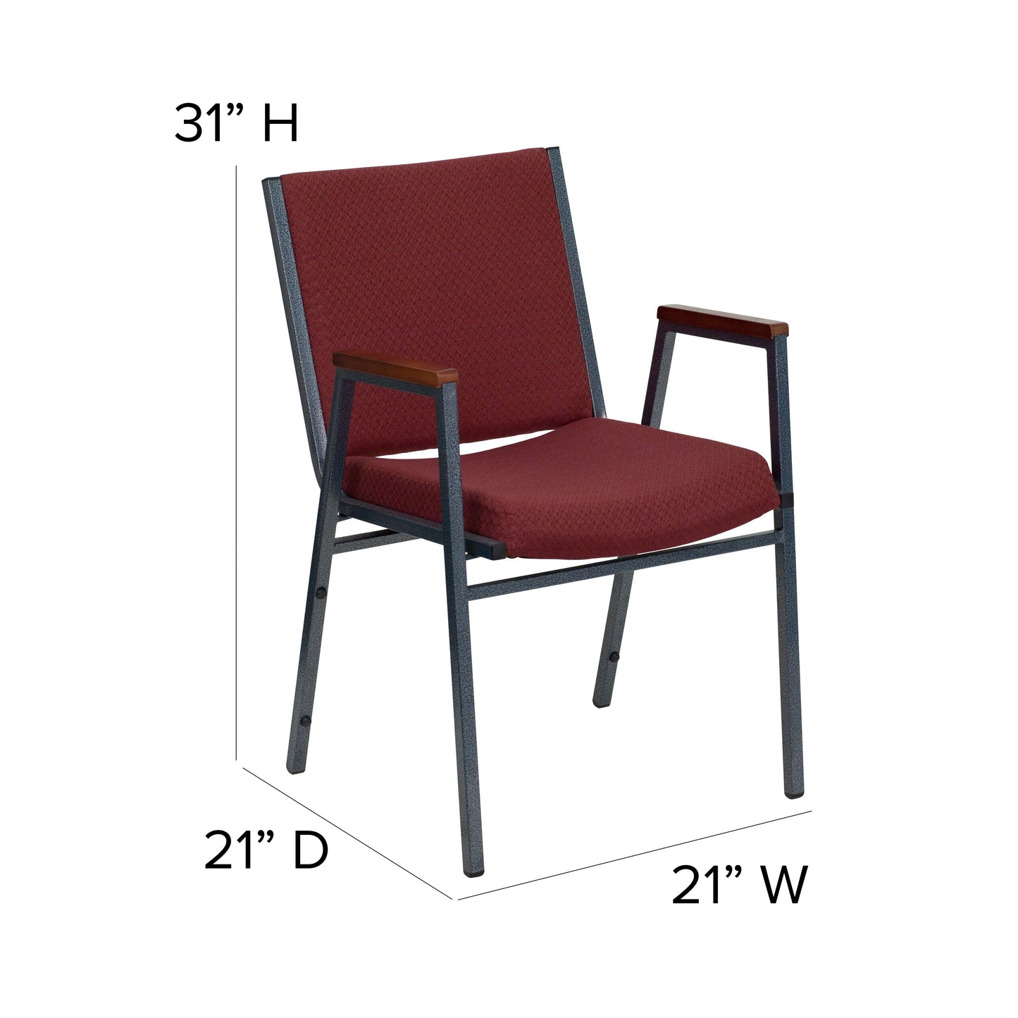 HERCULES Series Heavy Duty Burgundy Patterned Fabric Stack Chair with Arms Burgundy Patterned Fabric XU-60154-BY-GG
