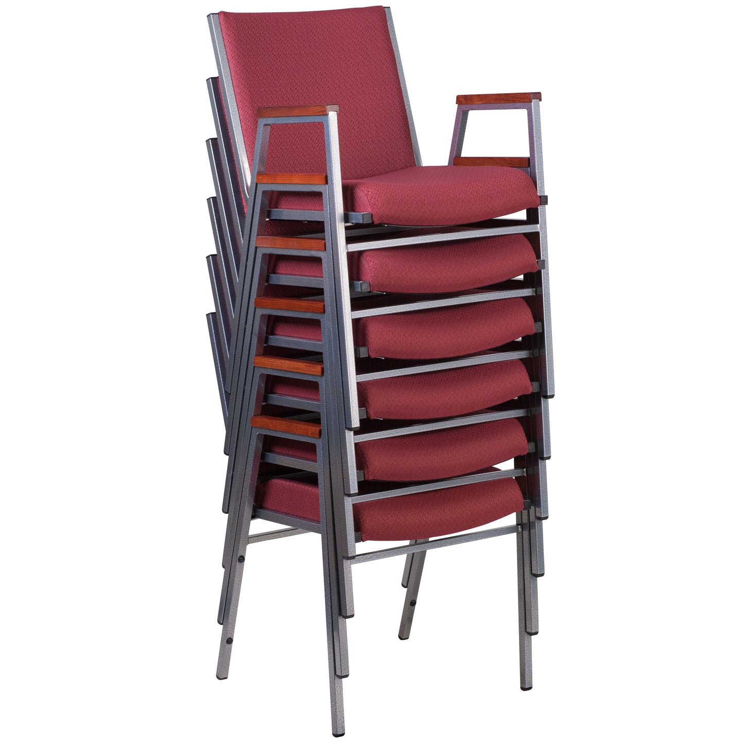 HERCULES Series Heavy Duty Burgundy Patterned Fabric Stack Chair with Arms Burgundy Patterned Fabric XU-60154-BY-GG