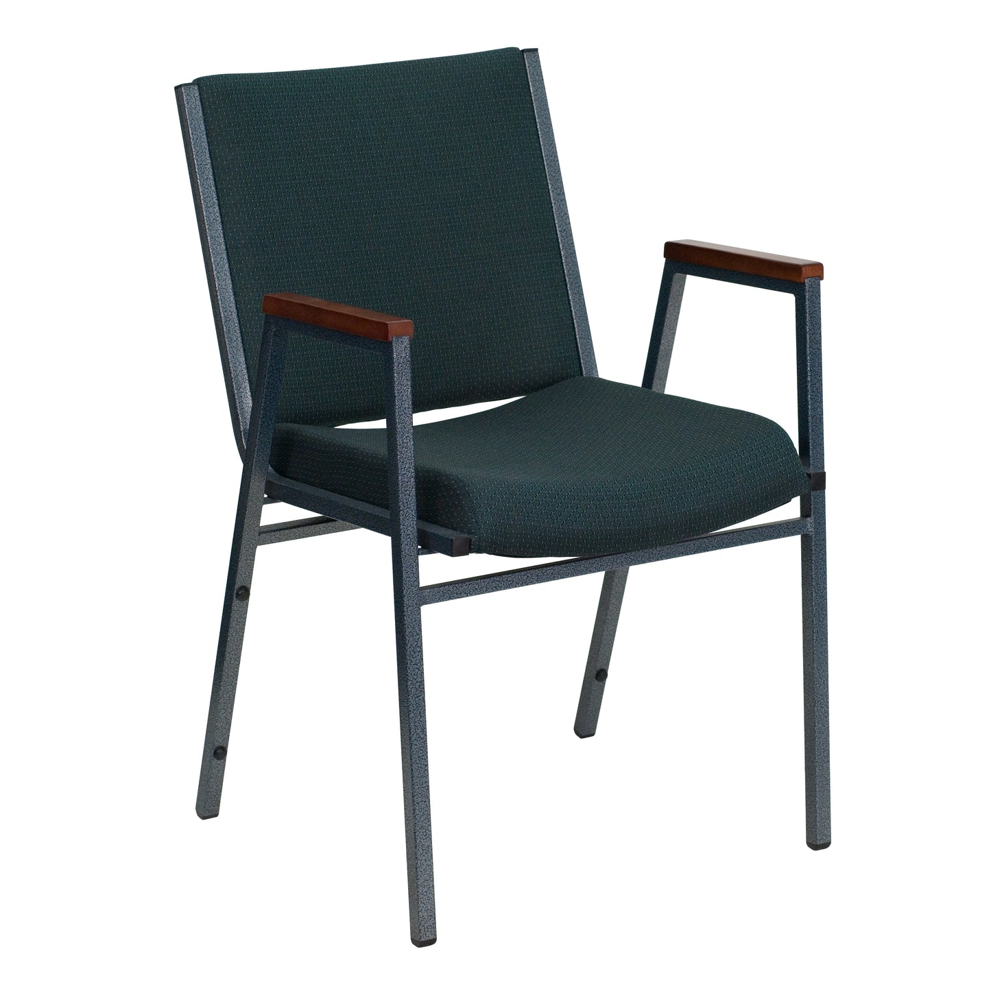 HERCULES Series Heavy Duty Green Patterned Fabric Stack Chair with Arms Green Patterned Fabric
