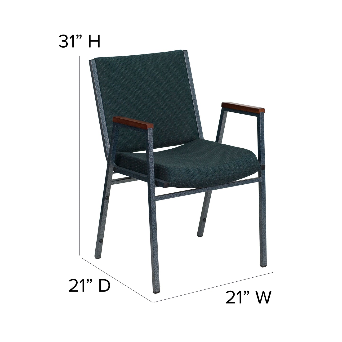 HERCULES Series Heavy Duty Green Patterned Fabric Stack Chair with Arms Green Patterned Fabric