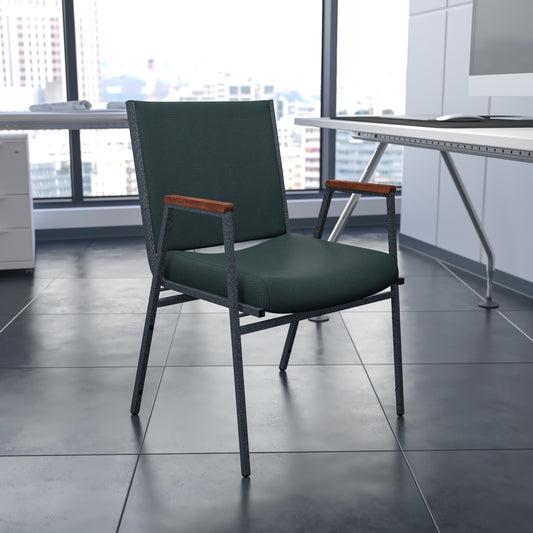 HERCULES Series Heavy Duty Green Patterned Fabric Stack Chair with Arms Green Patterned Fabric