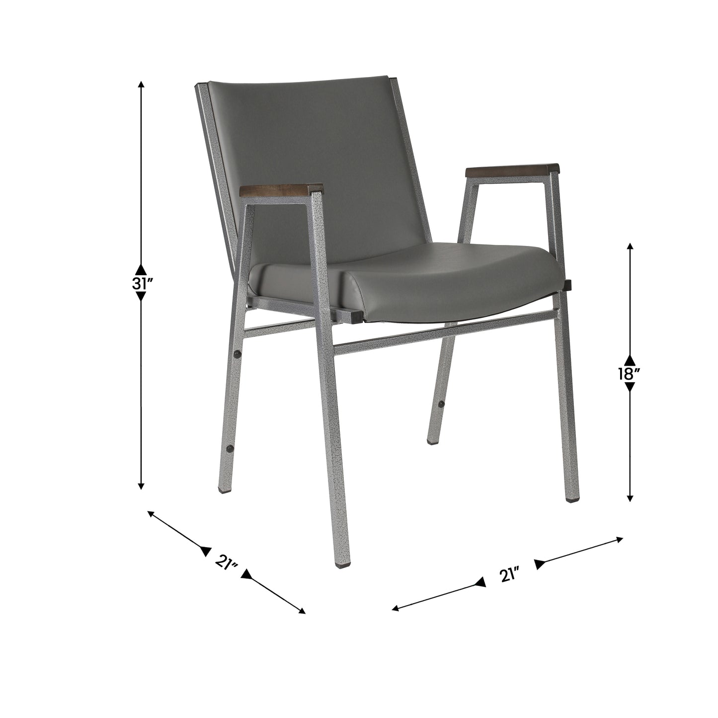 HERCULES Heavy Duty Gray Vinyl Stack Chair with Arms Gray Vinyl