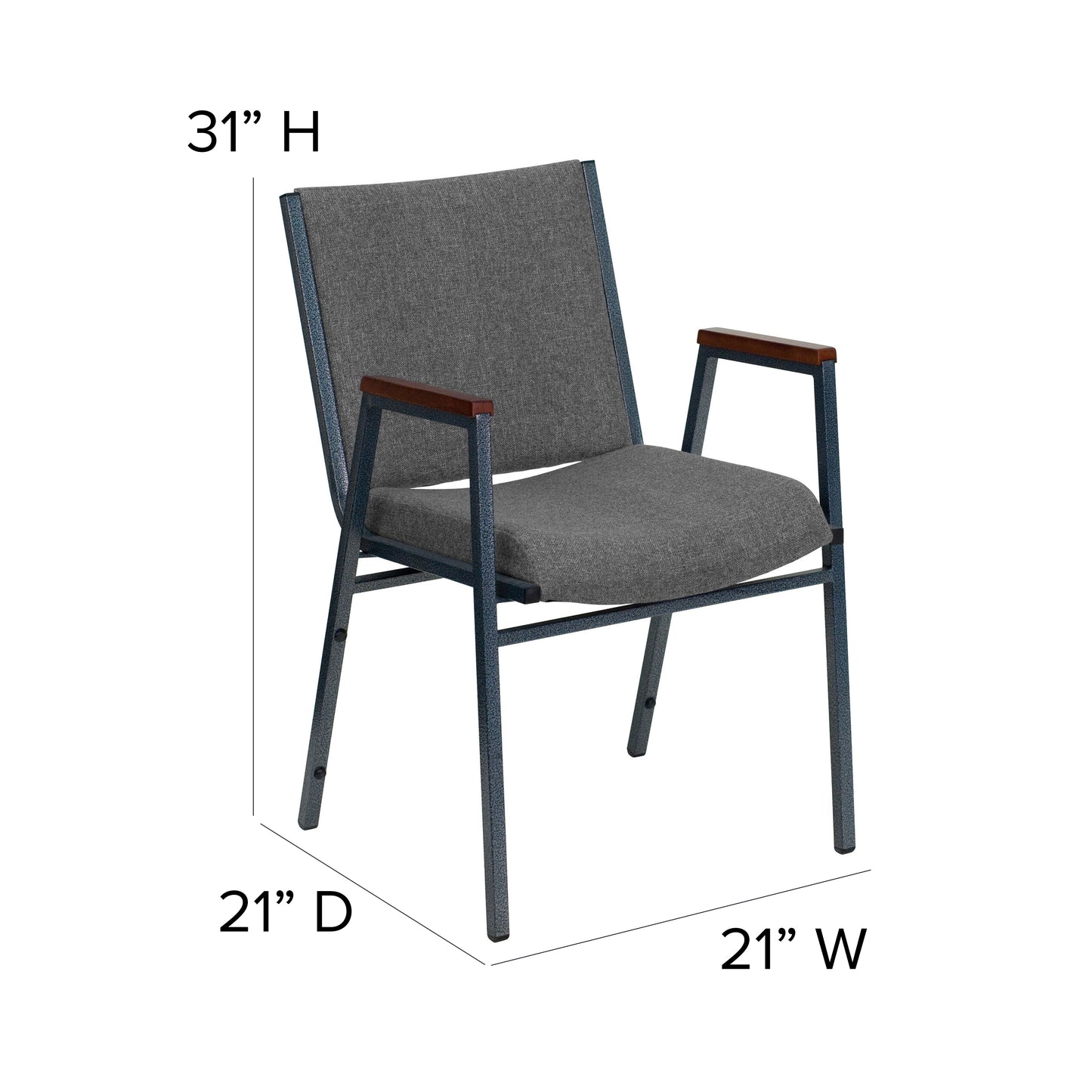 HERCULES Series Heavy Duty Gray Fabric Stack Chair with Arms Gray Fabric XU-60154-GY-GG