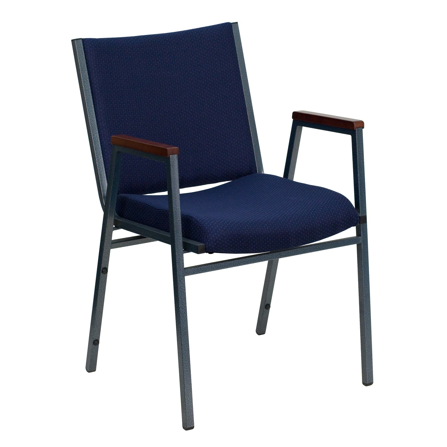 HERCULES Series Heavy Duty Navy Blue Dot Fabric Stack Chair with Arms Navy Patterned Fabric