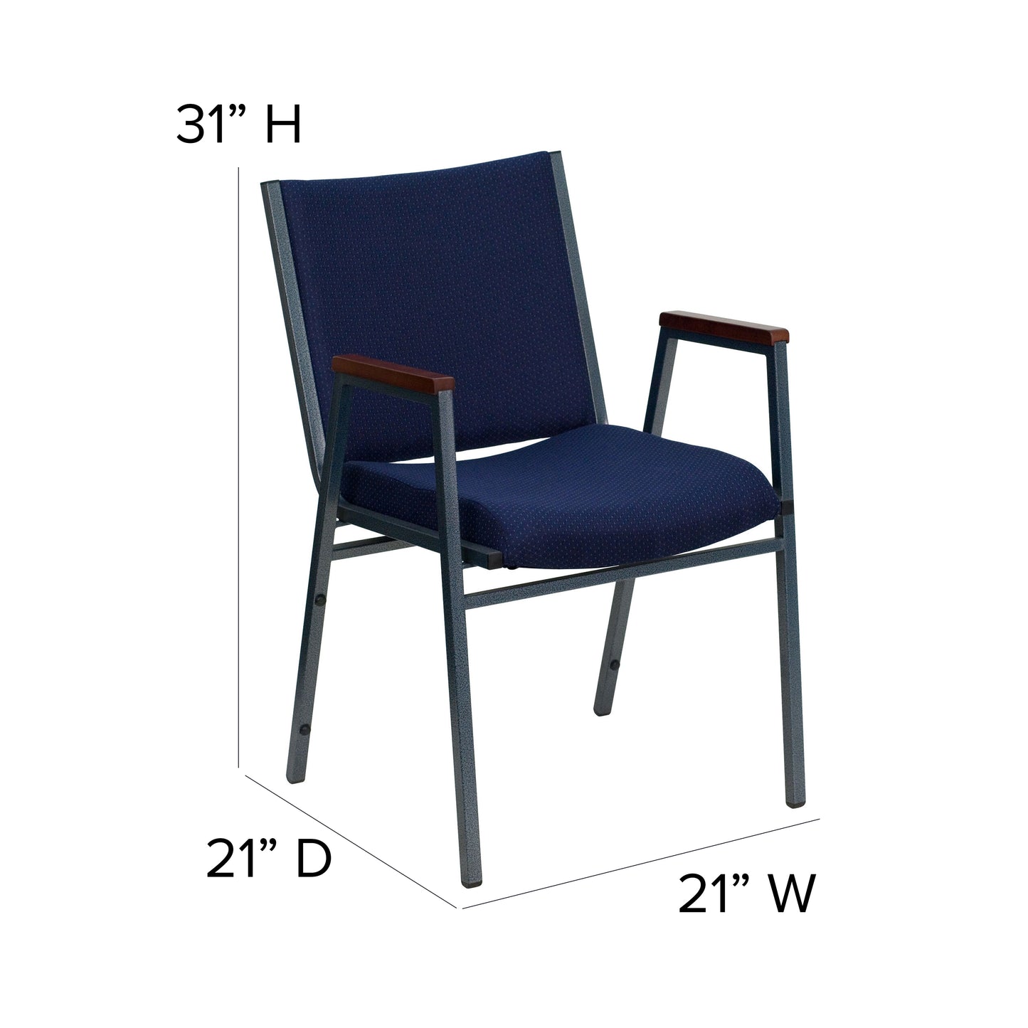 HERCULES Series Heavy Duty Navy Blue Dot Fabric Stack Chair with Arms Navy Patterned Fabric