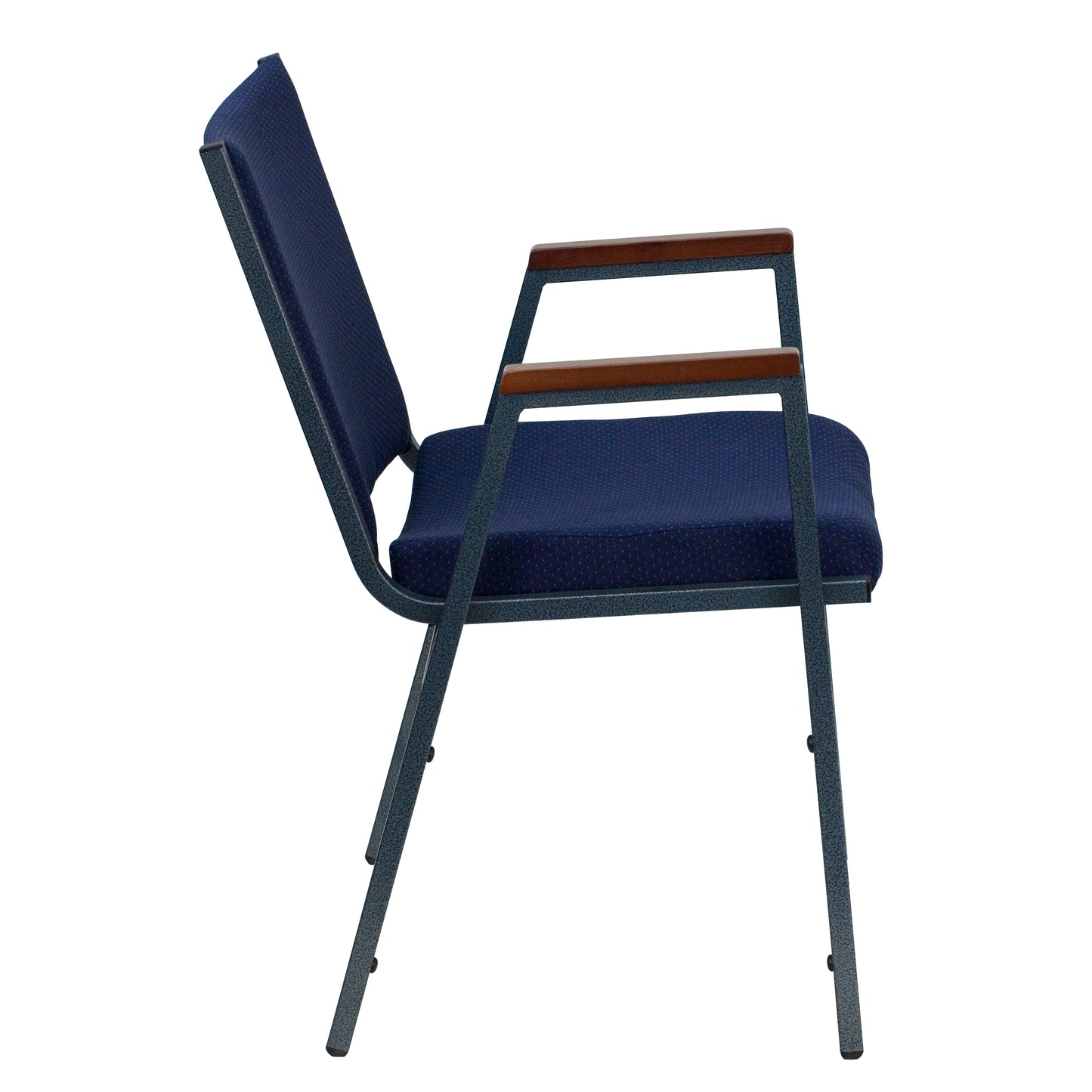 HERCULES Series Heavy Duty Navy Blue Dot Fabric Stack Chair with Arms Navy Patterned Fabric