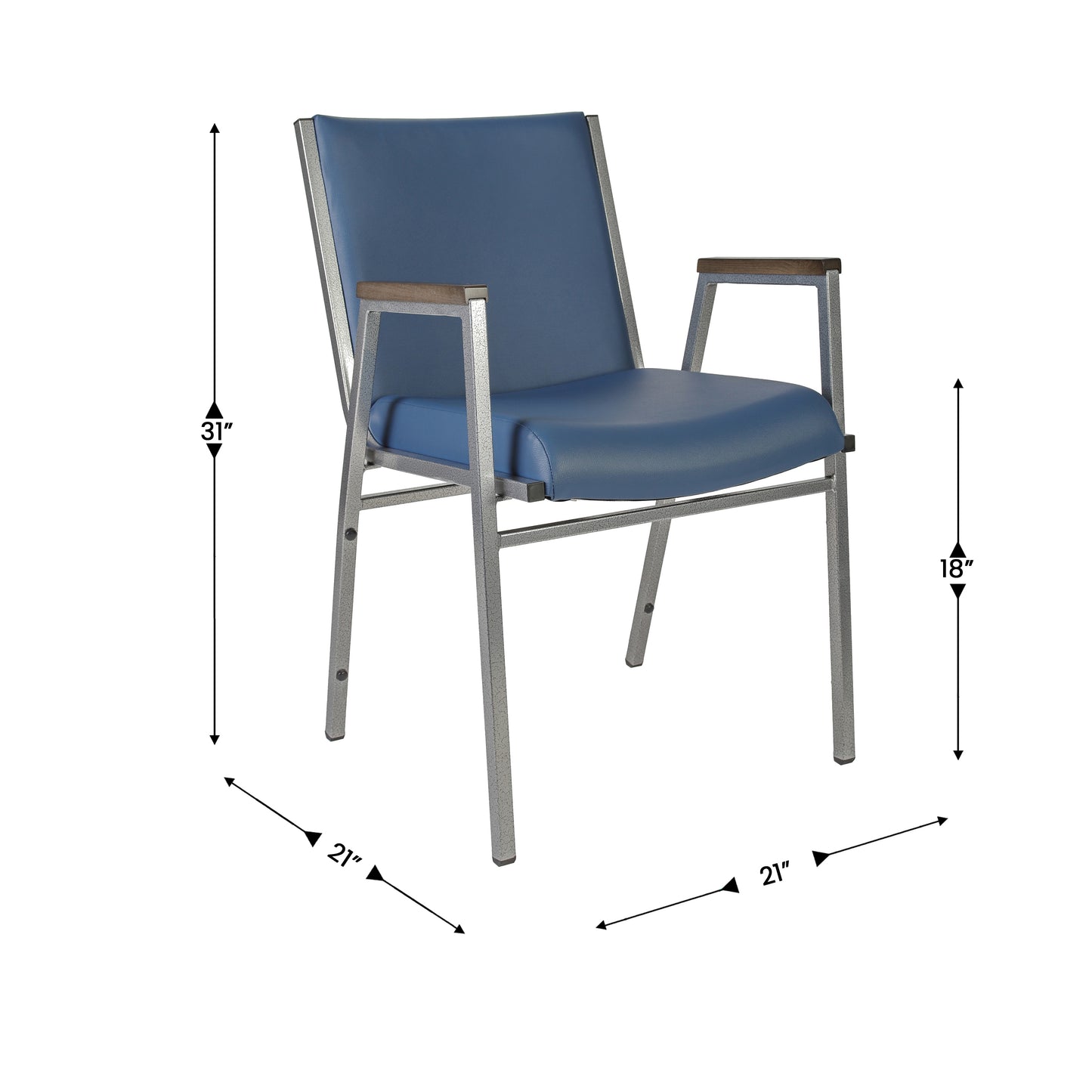 HERCULES Heavy Duty Navy Vinyl Stack Chair with Arms Navy Vinyl