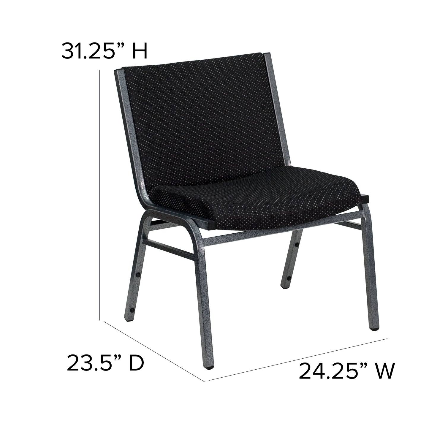 HERCULES Series Big & Tall 1000 lb. Rated Black Fabric Stack Chair Black
