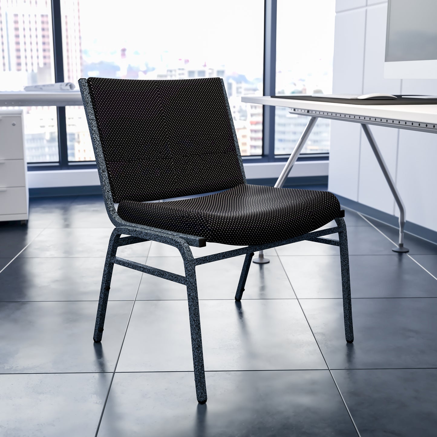 HERCULES Series Big & Tall 1000 lb. Rated Black Fabric Stack Chair Black