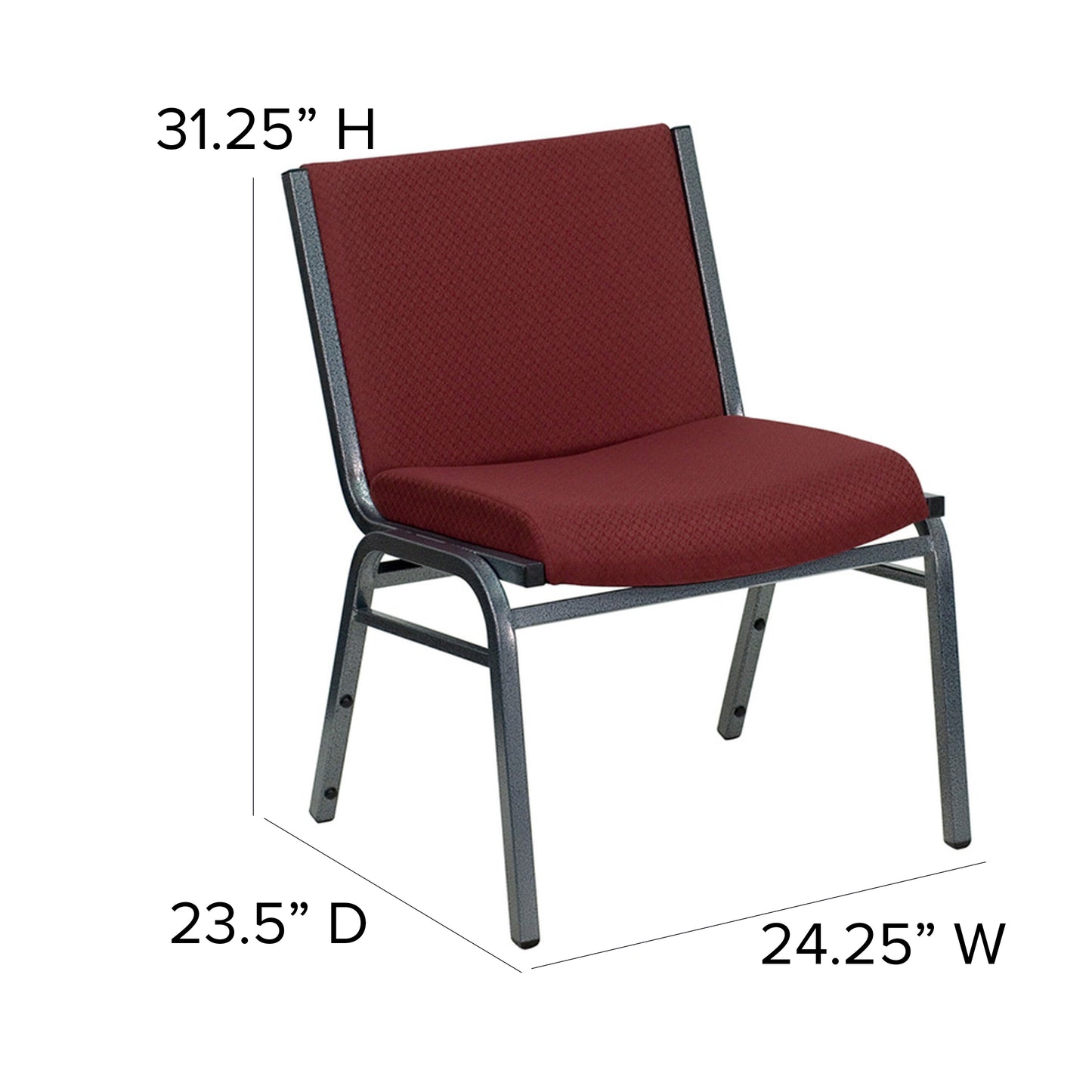 HERCULES Series Big & Tall 1000 lb. Rated Burgundy Fabric Stack Chair Burgundy