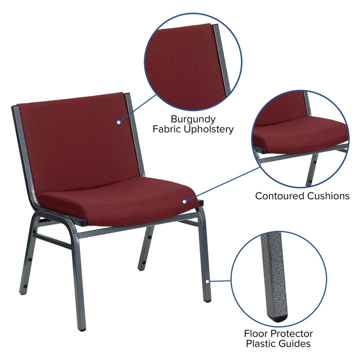 HERCULES Series Big & Tall 1000 lb. Rated Burgundy Fabric Stack Chair Burgundy