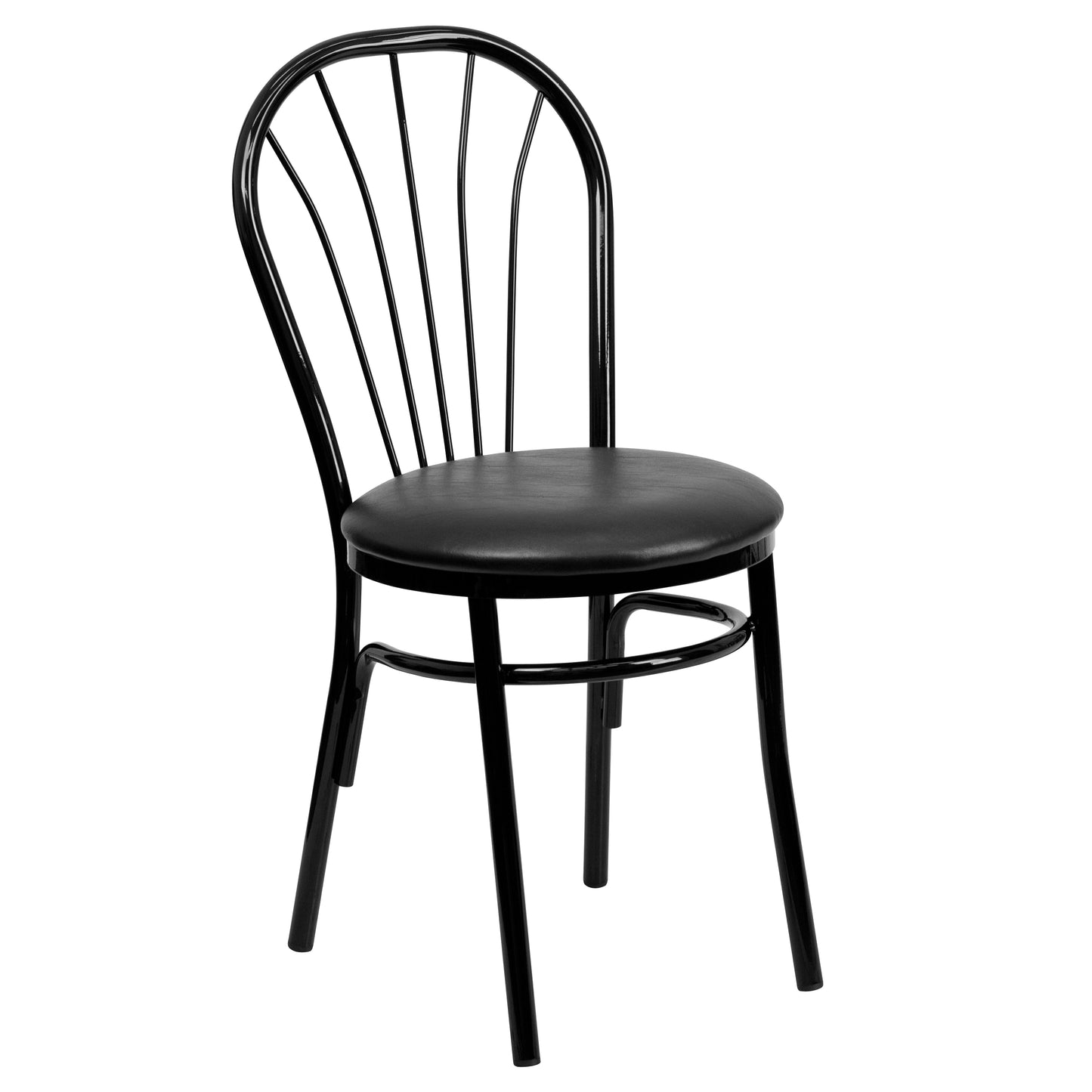 HERCULES Series Fan Back Metal Chair - Black Vinyl Seat Black
