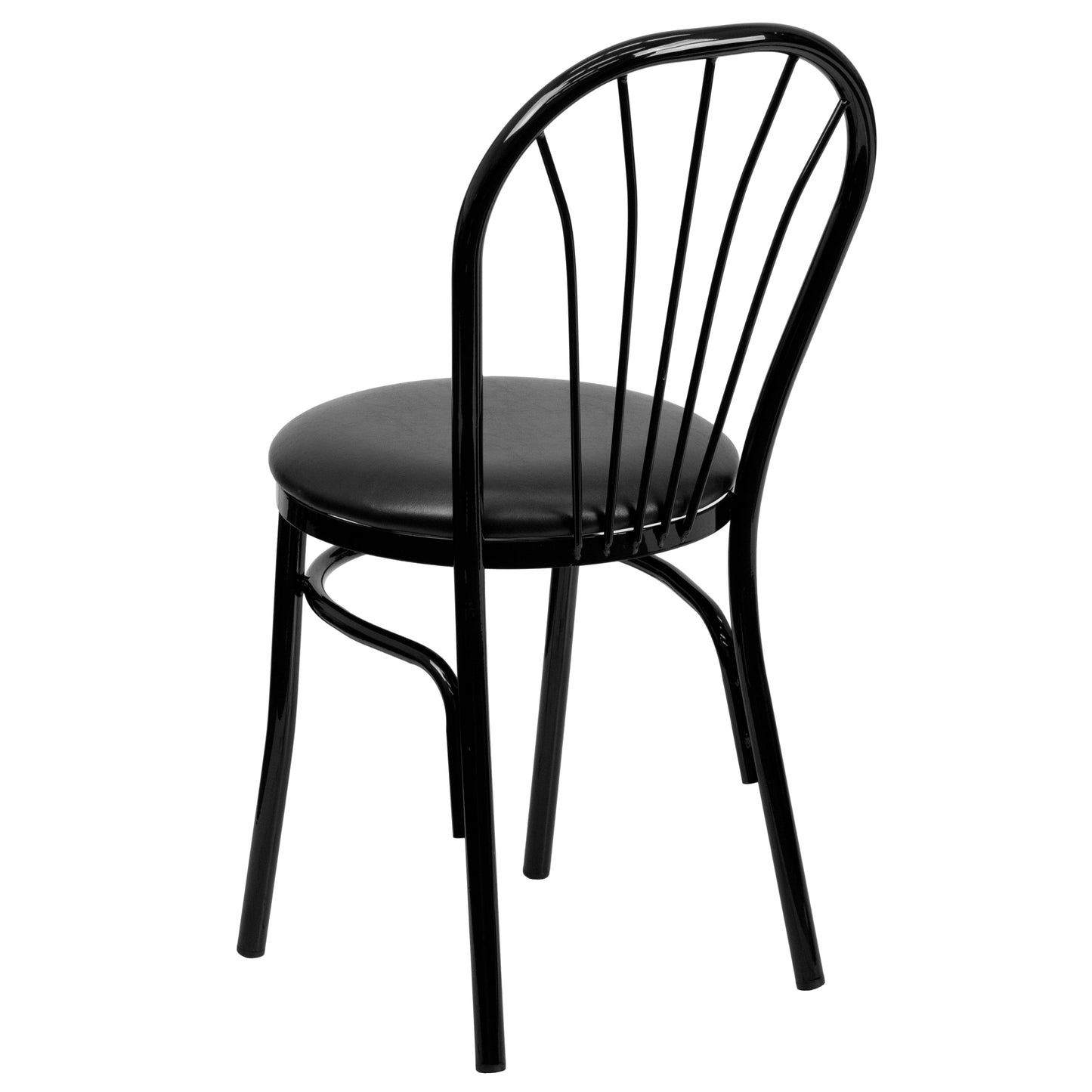 HERCULES Series Fan Back Metal Chair - Black Vinyl Seat Black