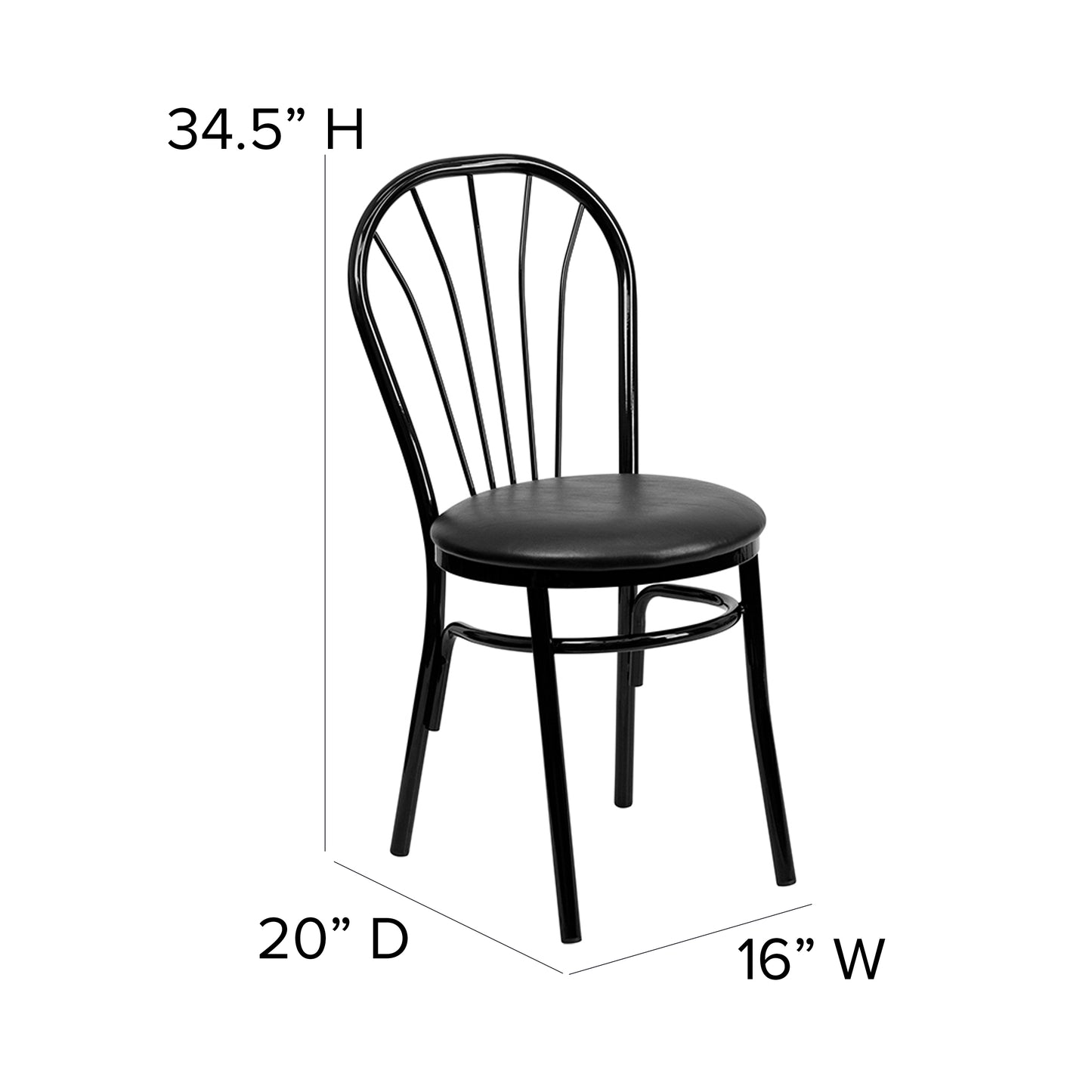 HERCULES Series Fan Back Metal Chair - Black Vinyl Seat Black