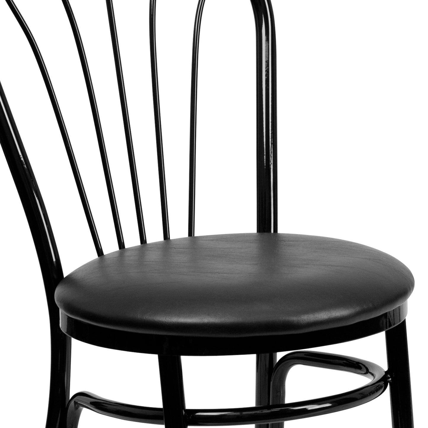 HERCULES Series Fan Back Metal Chair - Black Vinyl Seat Black