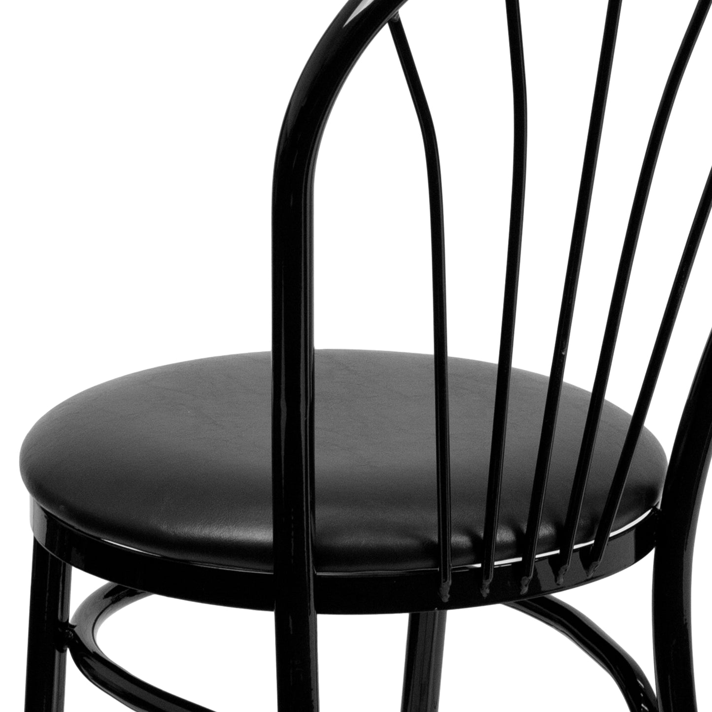 HERCULES Series Fan Back Metal Chair - Black Vinyl Seat Black