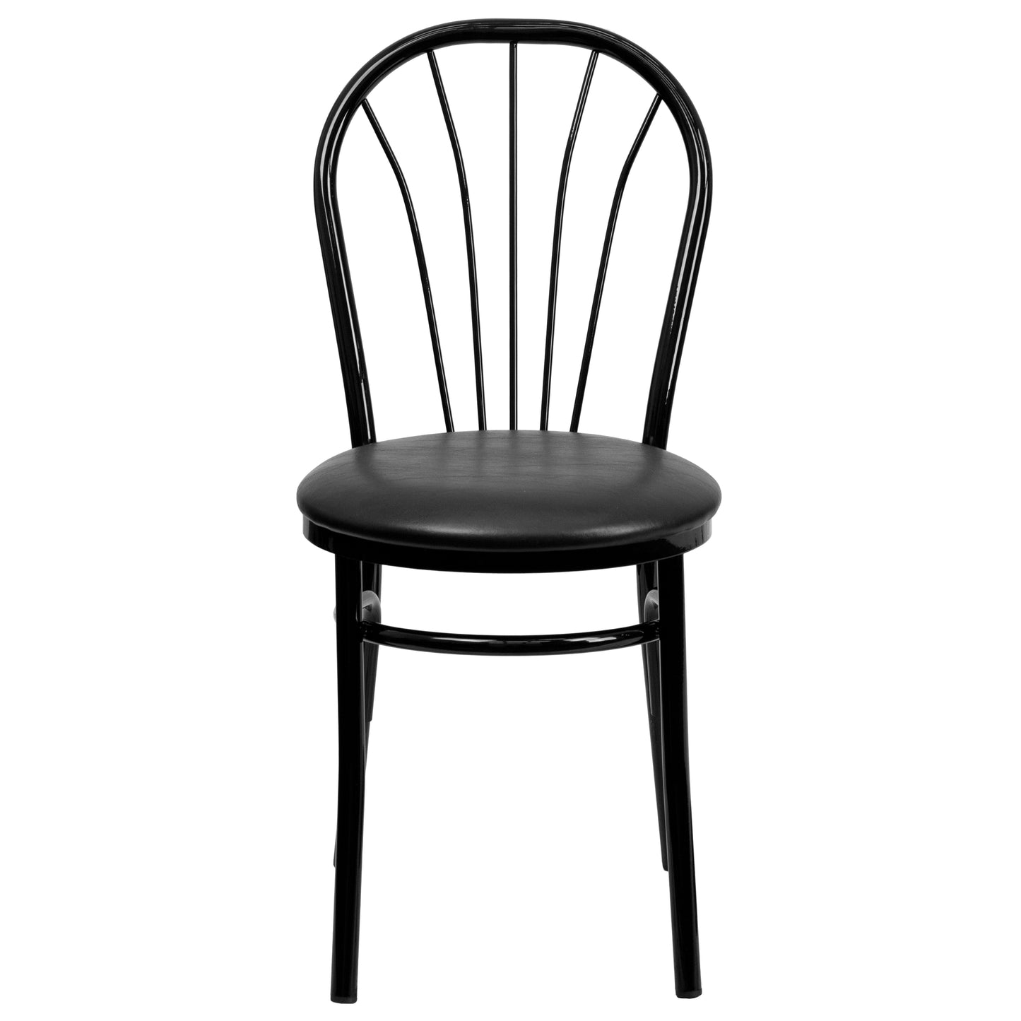 HERCULES Series Fan Back Metal Chair - Black Vinyl Seat Black