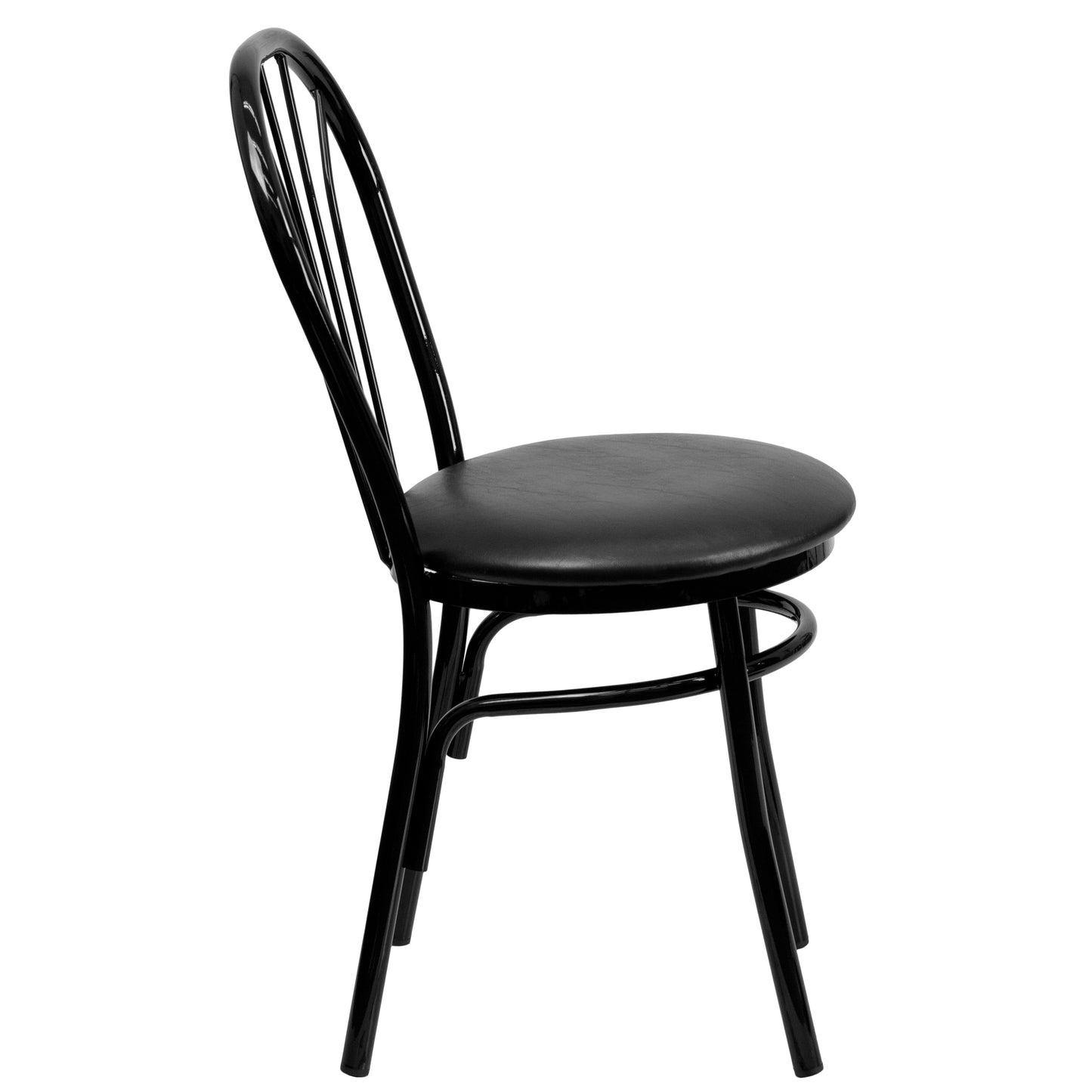 HERCULES Series Fan Back Metal Chair - Black Vinyl Seat Black
