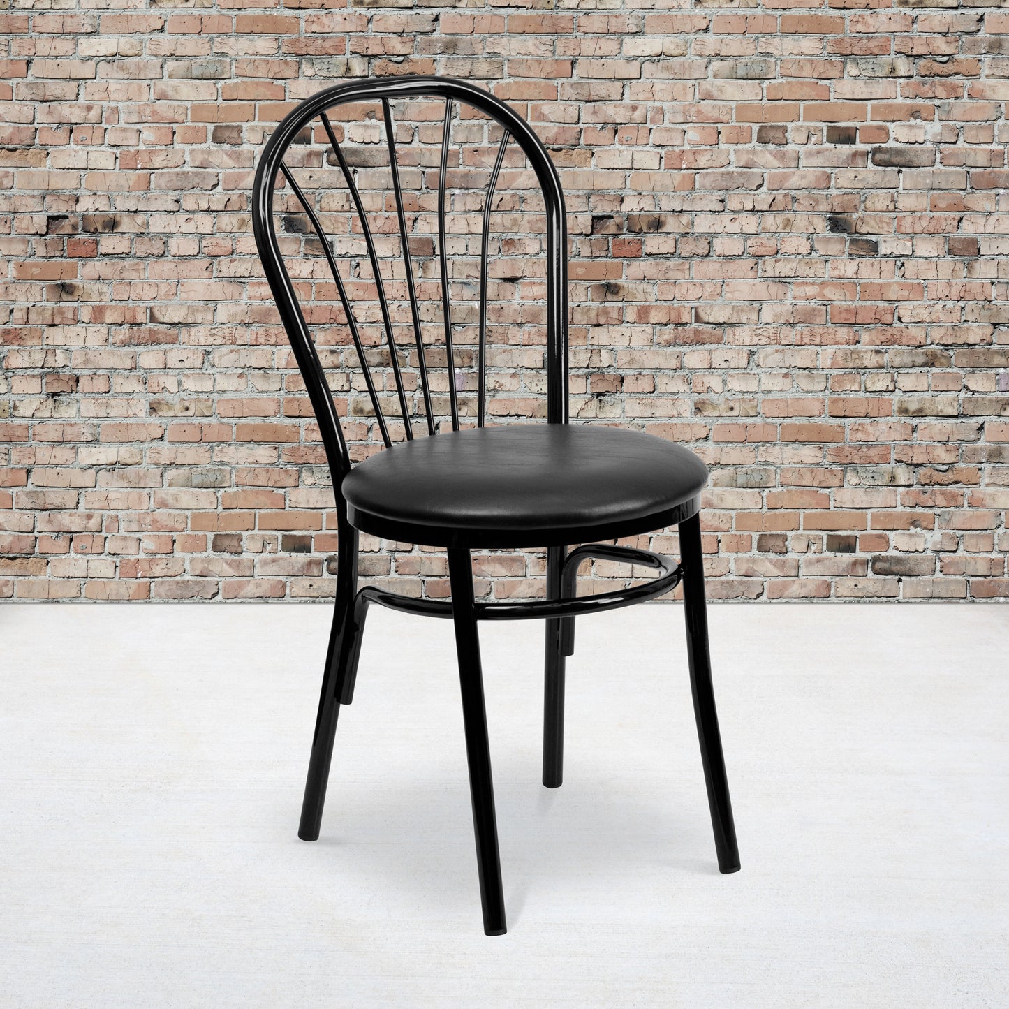 HERCULES Series Fan Back Metal Chair - Black Vinyl Seat Black
