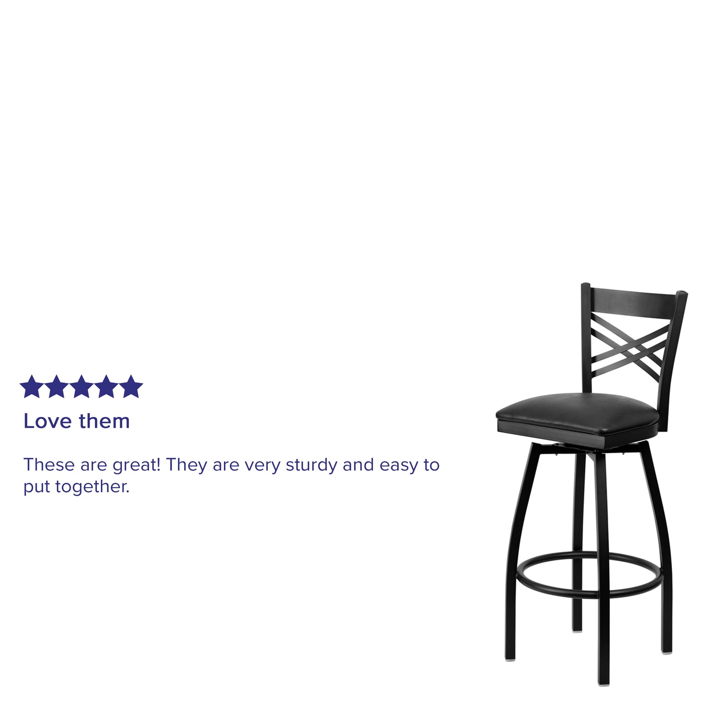 HERCULES Series Black ''X'' Back Swivel Metal Barstool - Black Vinyl Seat Black Vinyl Seat/Black Metal Frame XU-6F8B-XSWVL-BLKV-GG