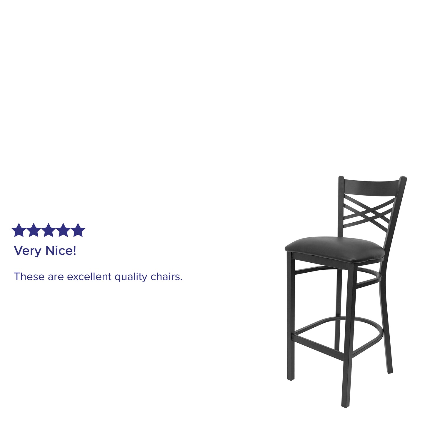 HERCULES Series Black ''X'' Back Metal Restaurant Barstool - Black Vinyl Seat Black Vinyl Seat/Black Metal Frame