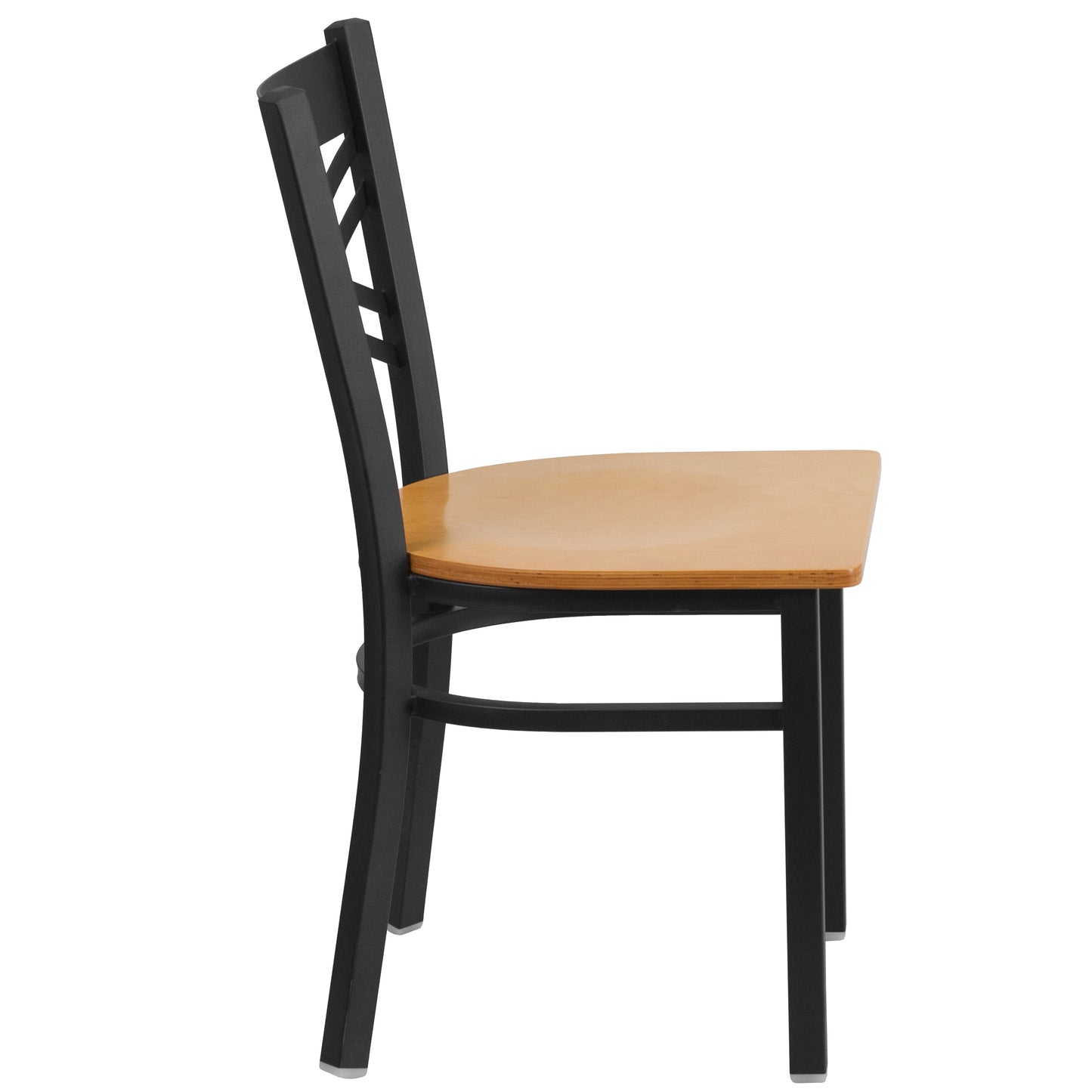 HERCULES Series Black ''X'' Back Metal Restaurant Chair - Natural Wood Seat Natural Wood Seat/Black Metal Frame