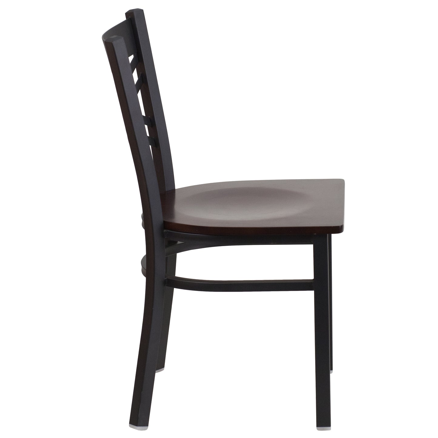 HERCULES Series Black ''X'' Back Metal Restaurant Chair - Walnut Wood Seat Walnut Wood Seat/Black Metal Frame XU-6FOBXBK-WALW-GG