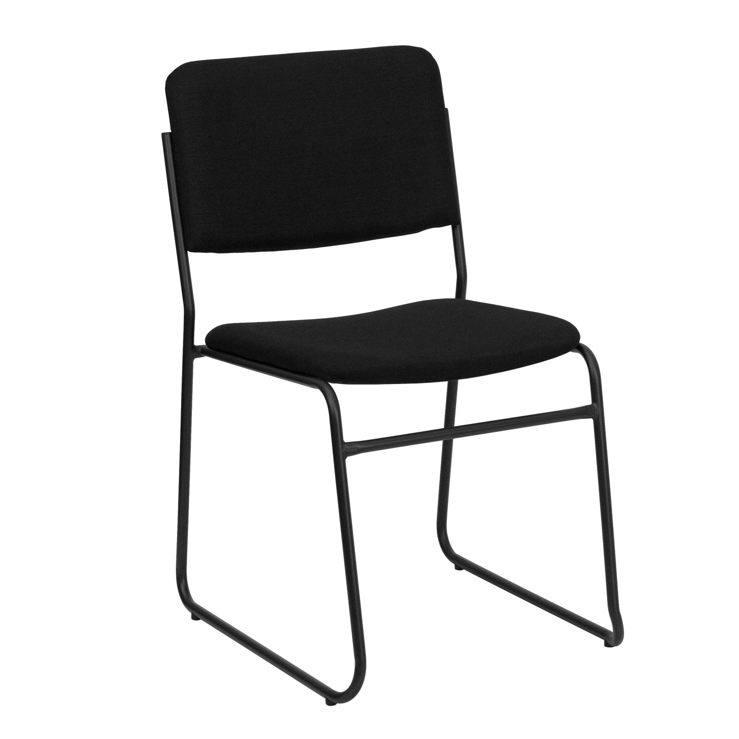 HERCULES Series 500 lb. Capacity High Density Black Fabric Stacking Chair with Sled Base Black Fabric/Black Frame