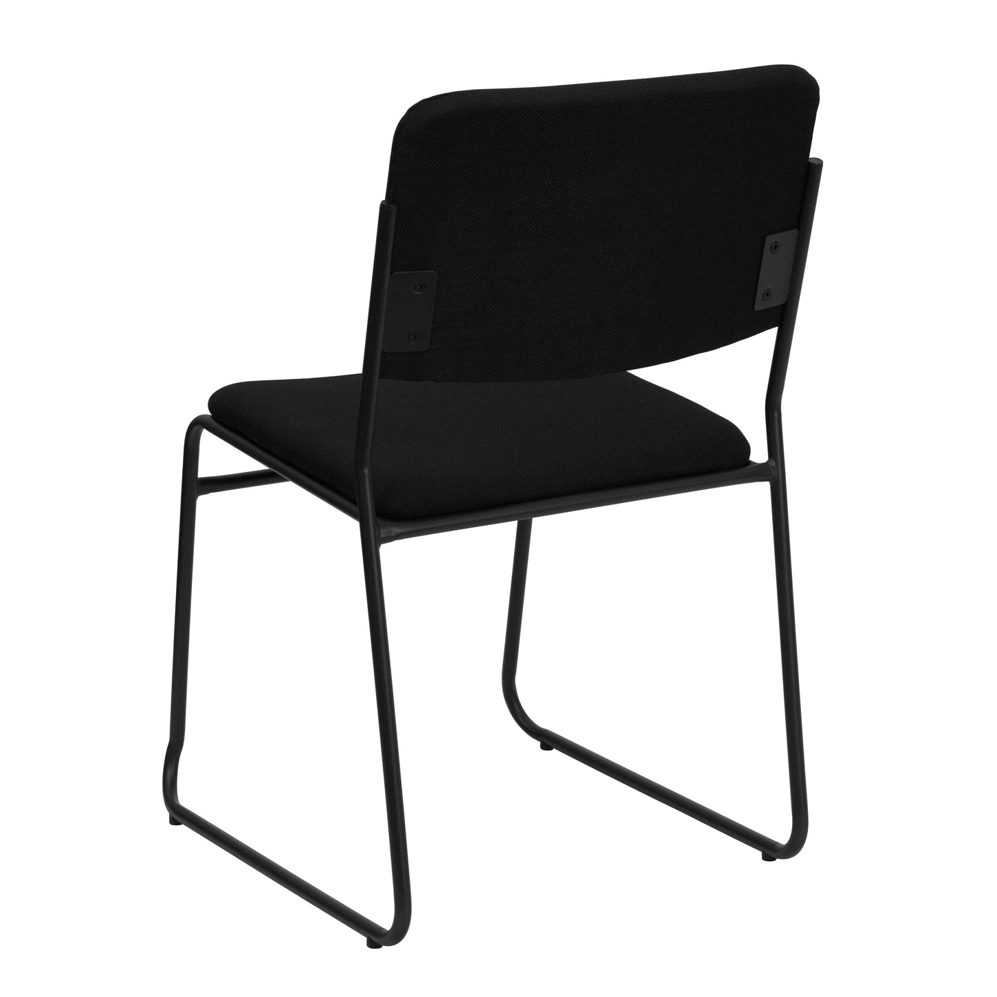 HERCULES Series 500 lb. Capacity High Density Black Fabric Stacking Chair with Sled Base Black Fabric/Black Frame