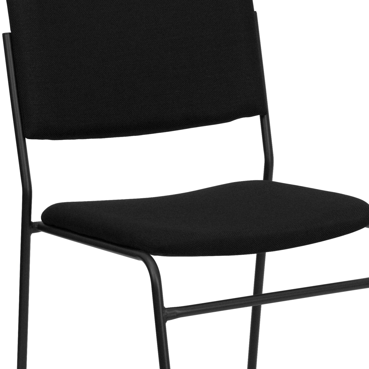 HERCULES Series 500 lb. Capacity High Density Black Fabric Stacking Chair with Sled Base Black Fabric/Black Frame