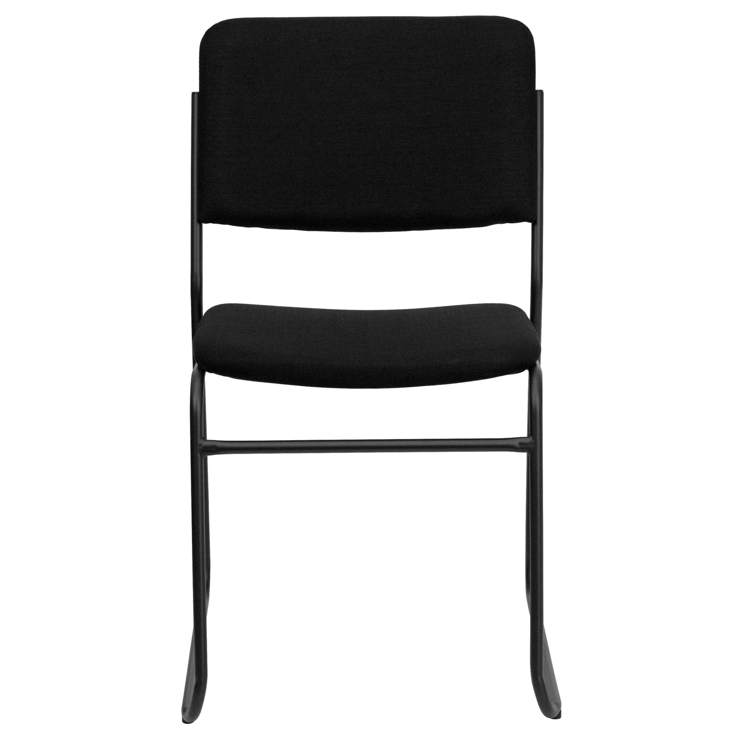 HERCULES Series 500 lb. Capacity High Density Black Fabric Stacking Chair with Sled Base Black Fabric/Black Frame