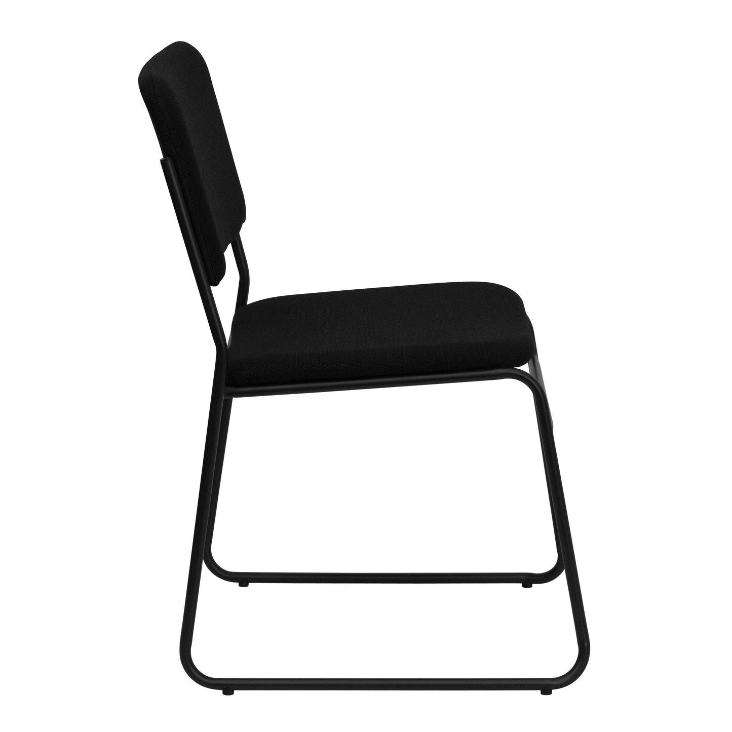 HERCULES Series 500 lb. Capacity High Density Black Fabric Stacking Chair with Sled Base Black Fabric/Black Frame