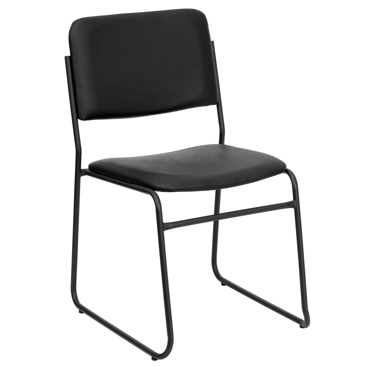 HERCULES Series 500 lb. Capacity High Density Black Vinyl Stacking Chair with Sled Base Black Vinyl/Black Frame