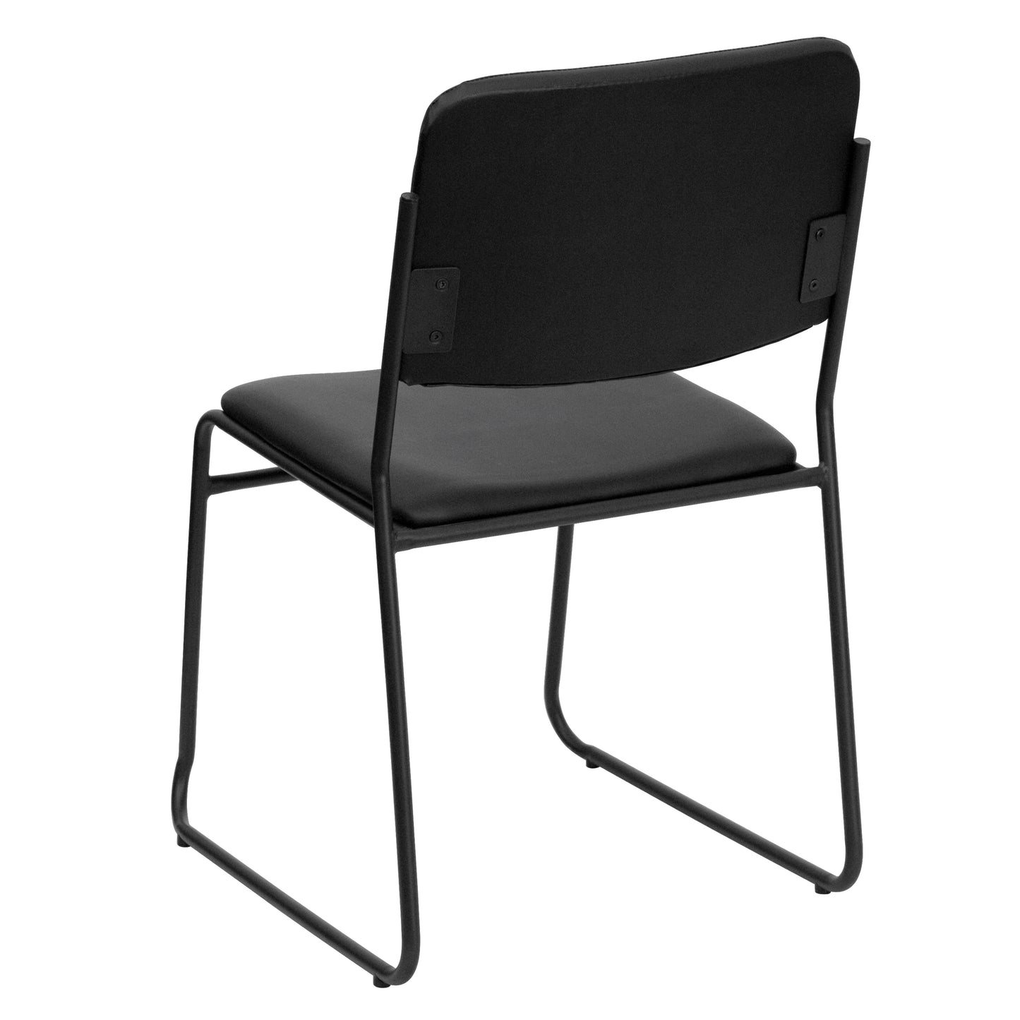 HERCULES Series 500 lb. Capacity High Density Black Vinyl Stacking Chair with Sled Base Black Vinyl/Black Frame