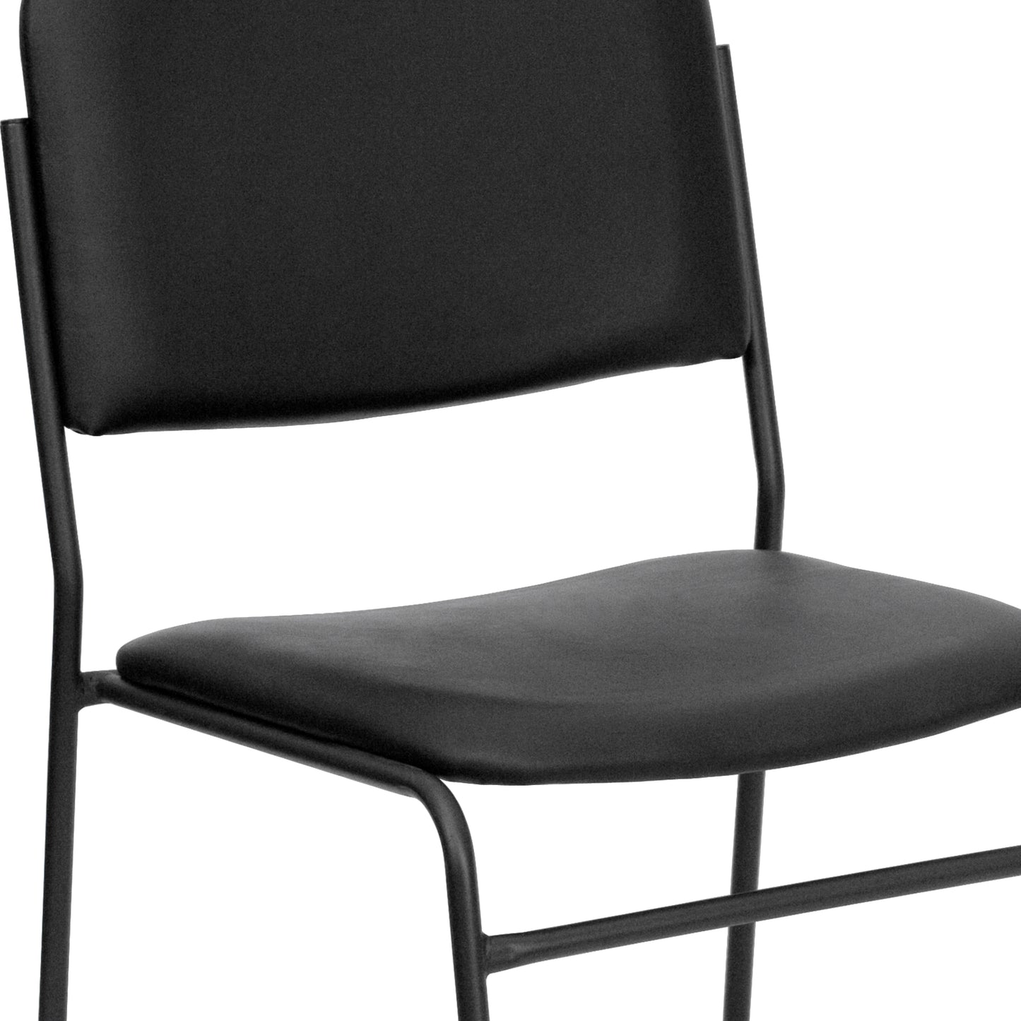 HERCULES Series 500 lb. Capacity High Density Black Vinyl Stacking Chair with Sled Base Black Vinyl/Black Frame