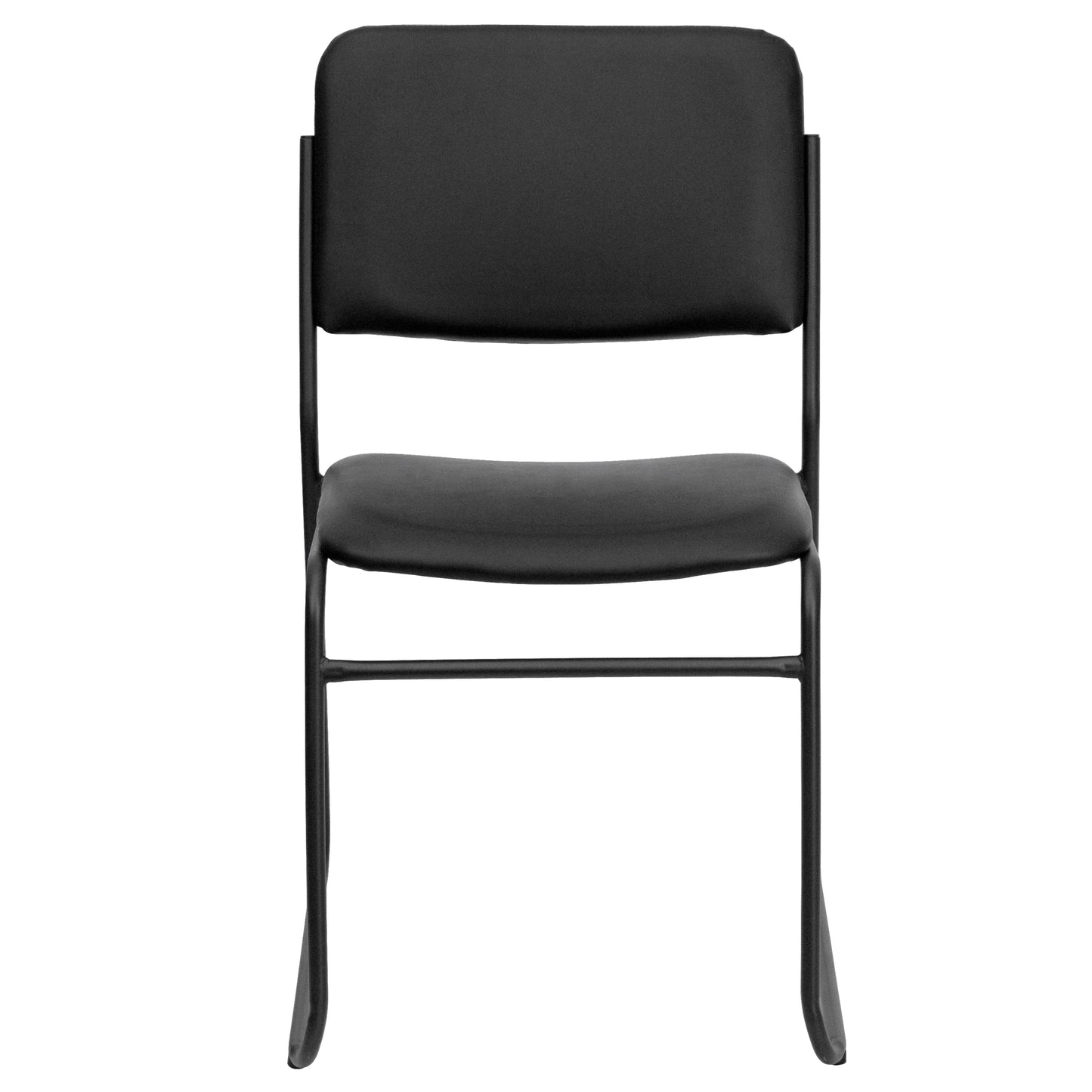 HERCULES Series 500 lb. Capacity High Density Black Vinyl Stacking Chair with Sled Base Black Vinyl/Black Frame