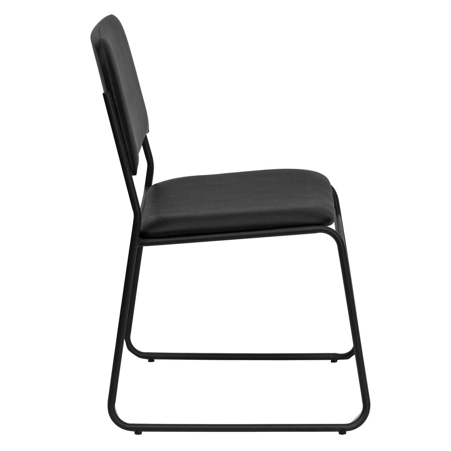 HERCULES Series 500 lb. Capacity High Density Black Vinyl Stacking Chair with Sled Base Black Vinyl/Black Frame