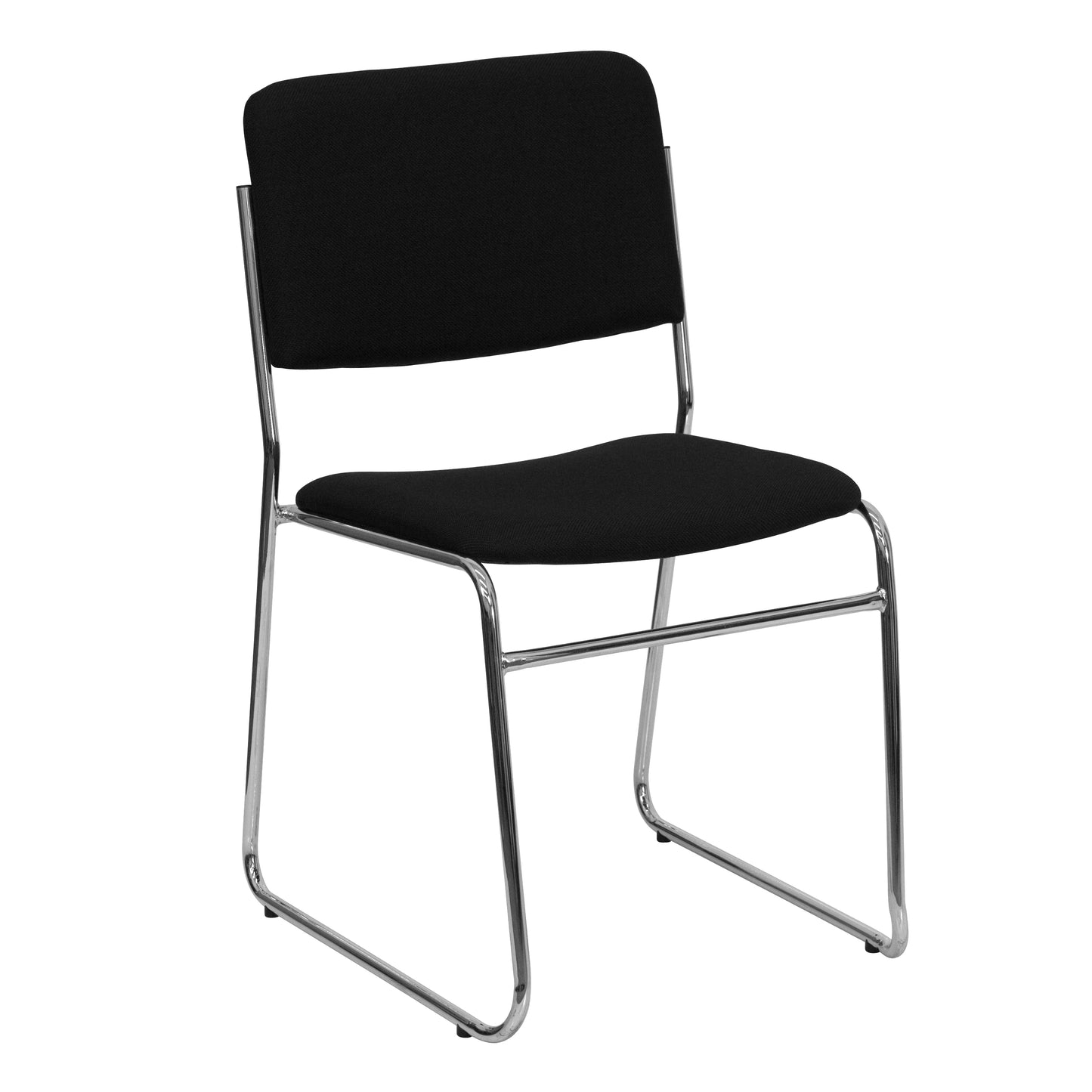 HERCULES Series 500 lb. Capacity Black Fabric High Density Stacking Chair with Chrome Sled Base Black Fabric/Chrome Frame