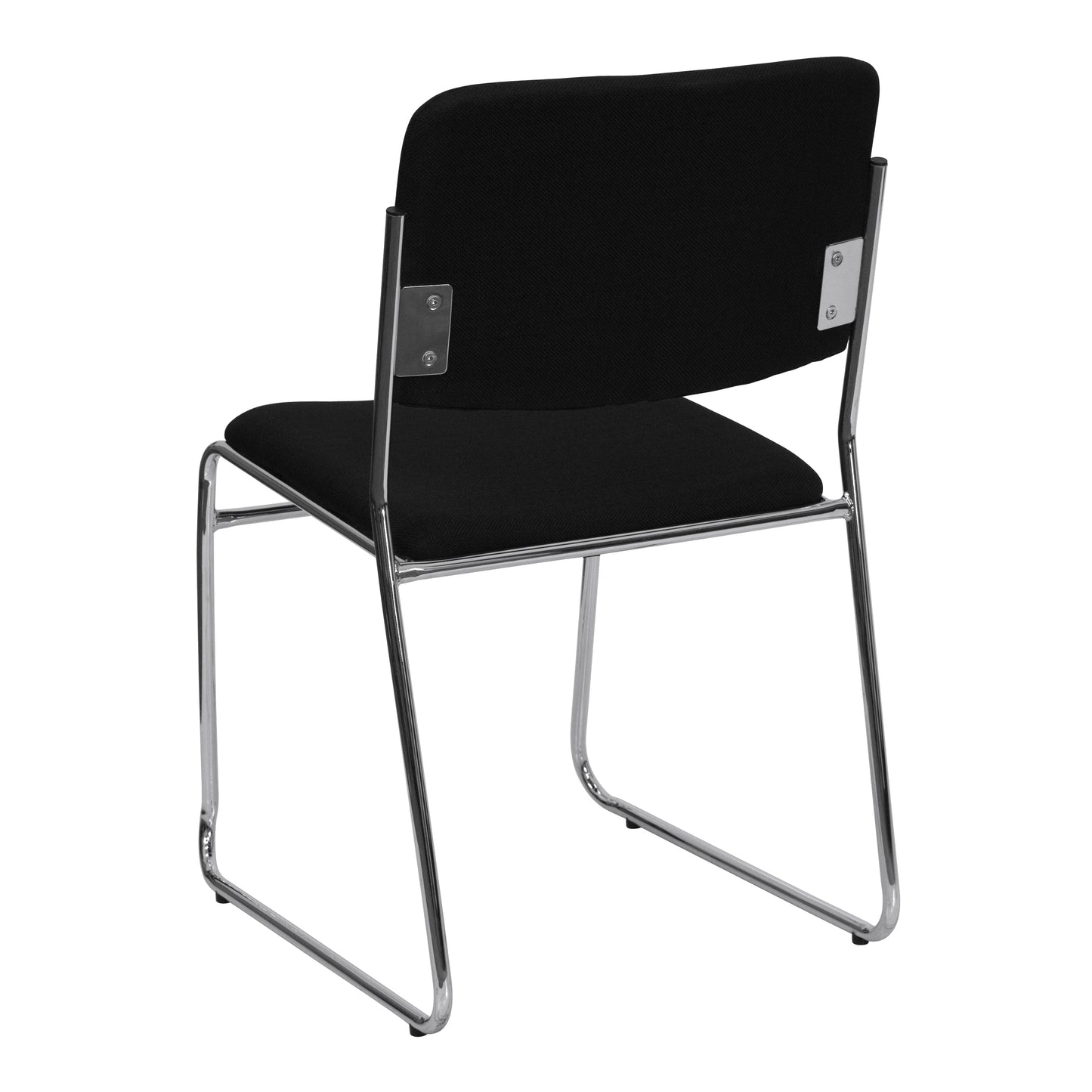 HERCULES Series 500 lb. Capacity Black Fabric High Density Stacking Chair with Chrome Sled Base Black Fabric/Chrome Frame